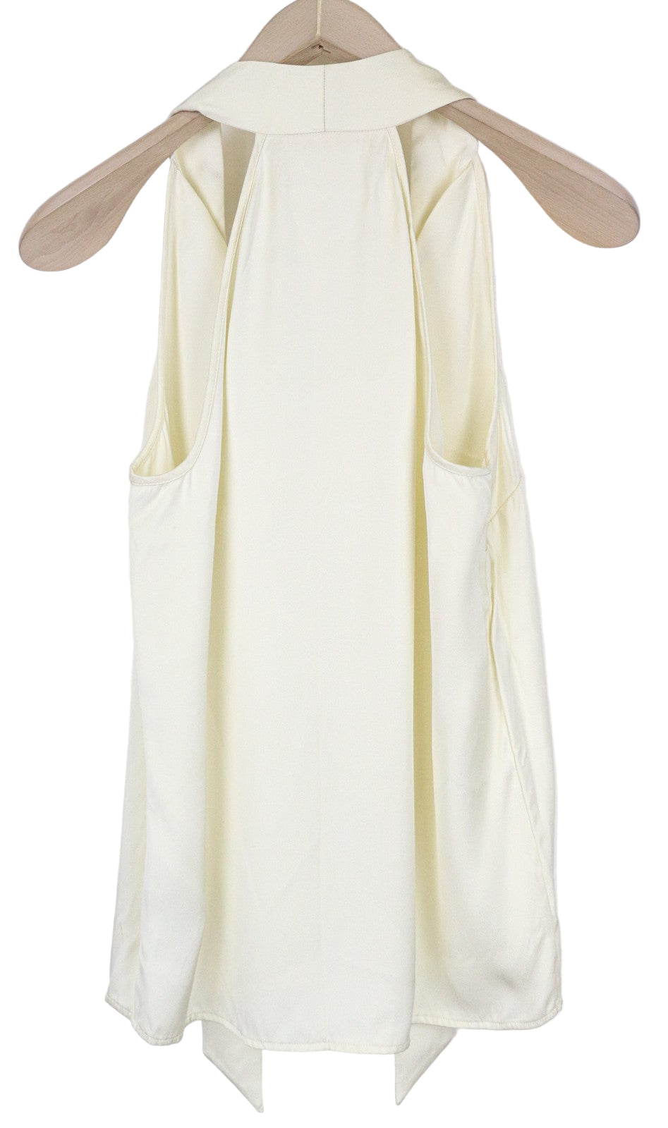 SUISTUDIO Alaska moteriški viršutiniai drabužiai, UK8, kreminės spalvos, šilko mišinio, plona, ​​padalinta kaklo iškirpte, surišama palaidine 