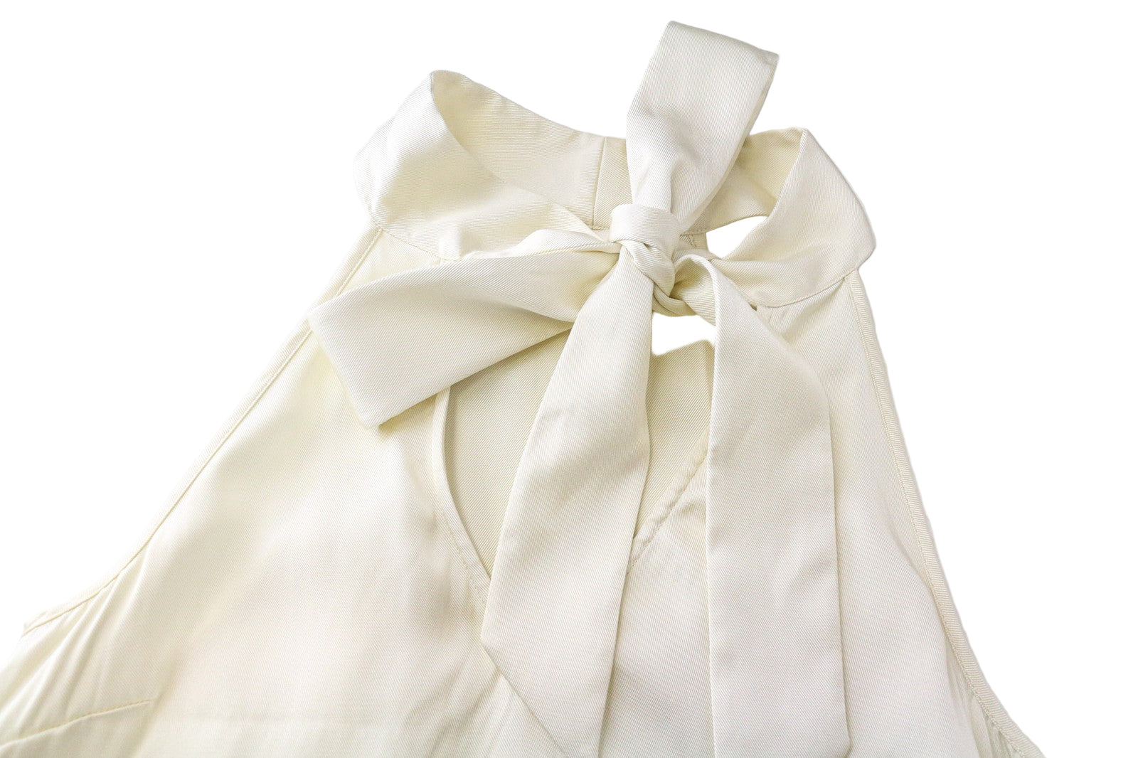 SUISTUDIO Alaska moteriški viršutiniai drabužiai, UK8, kreminės spalvos, šilko mišinio, plona, ​​padalinta kaklo iškirpte, surišama palaidine 