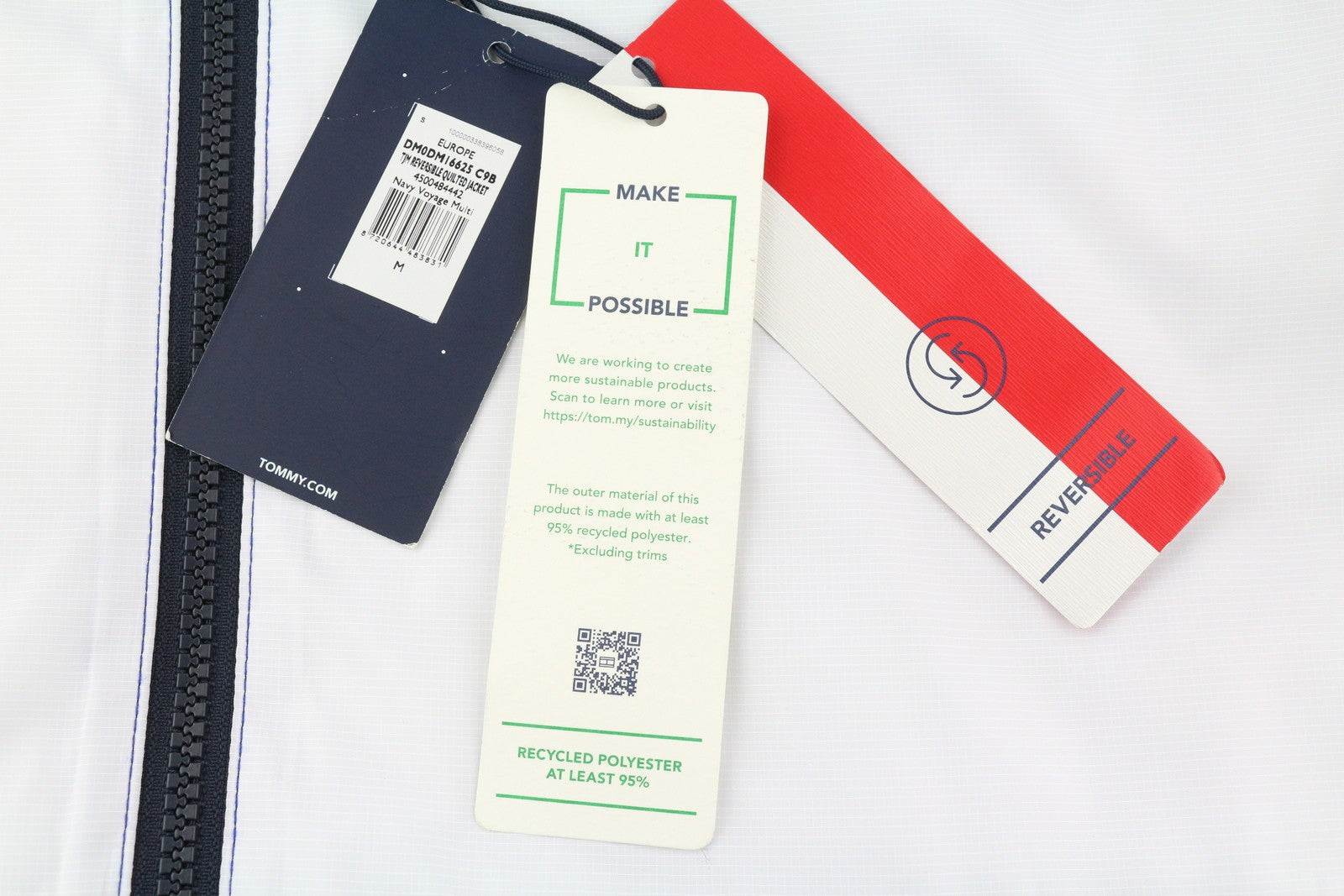 TOMMY HILFIGER dvipusė dygsniuota vyriška striukė M mėlyna dygsniuota gobtuvu užtrauktuku RRP 239 € 