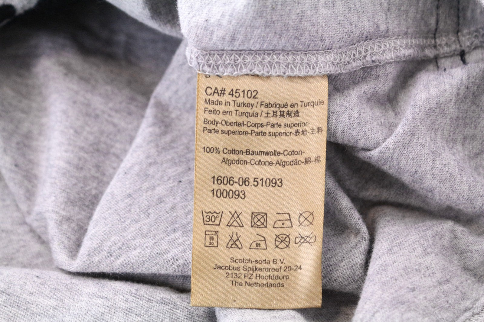 SCOTCH &amp; SODA Ams Blauw vyriški marškinėliai M pilki medvilniniai marškinėliai su apvalia apykakle ir trumpomis rankovėmis vasariniai 