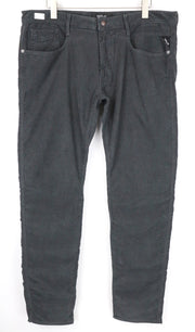 REPLAY Anbass Men's W38/L34 Grey Corduroy Slim Cotton Stretch Casual Trousers
