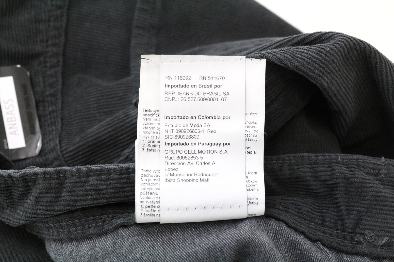 REPLAY Anbass Men's W38/L34 Grey Corduroy Slim Cotton Stretch Casual Trousers