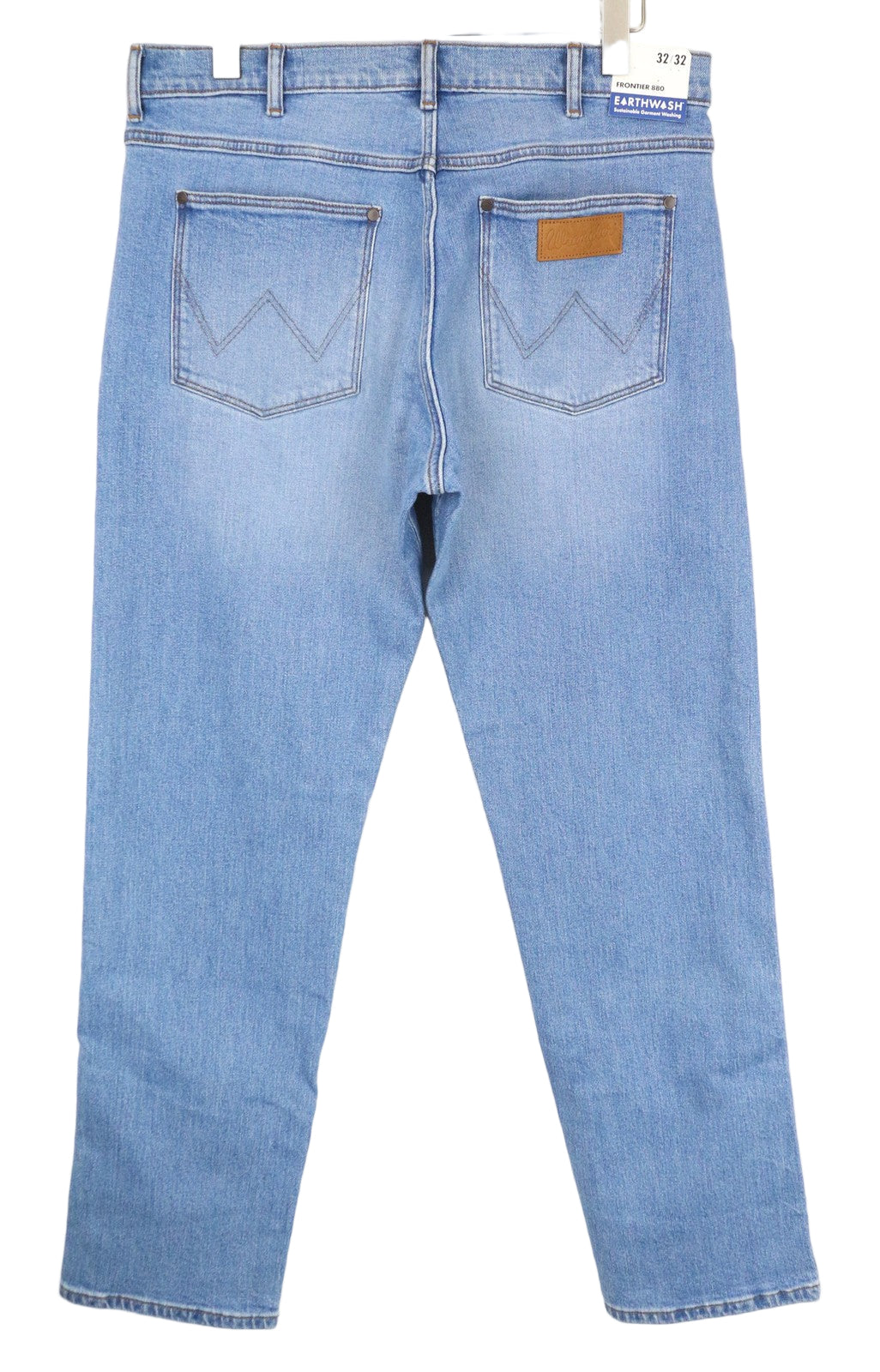 WRANGLER Frontier vyriški džinsai W32/L32 Relax Straight skalbtos mėlynos tamprios džinsinės kelnės 