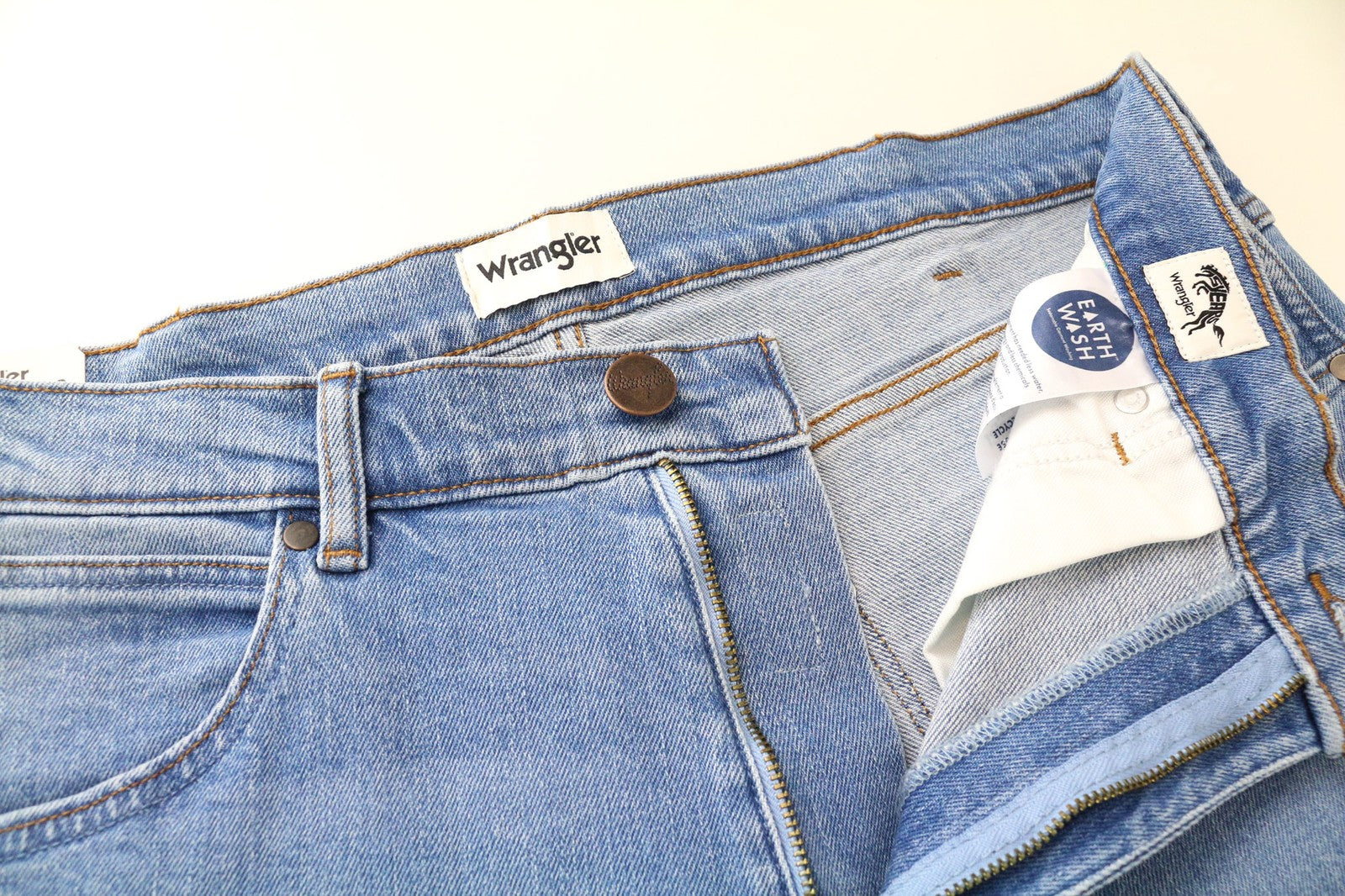 WRANGLER Frontier vyriški džinsai W32/L32 Relax Straight skalbtos mėlynos tamprios džinsinės kelnės 