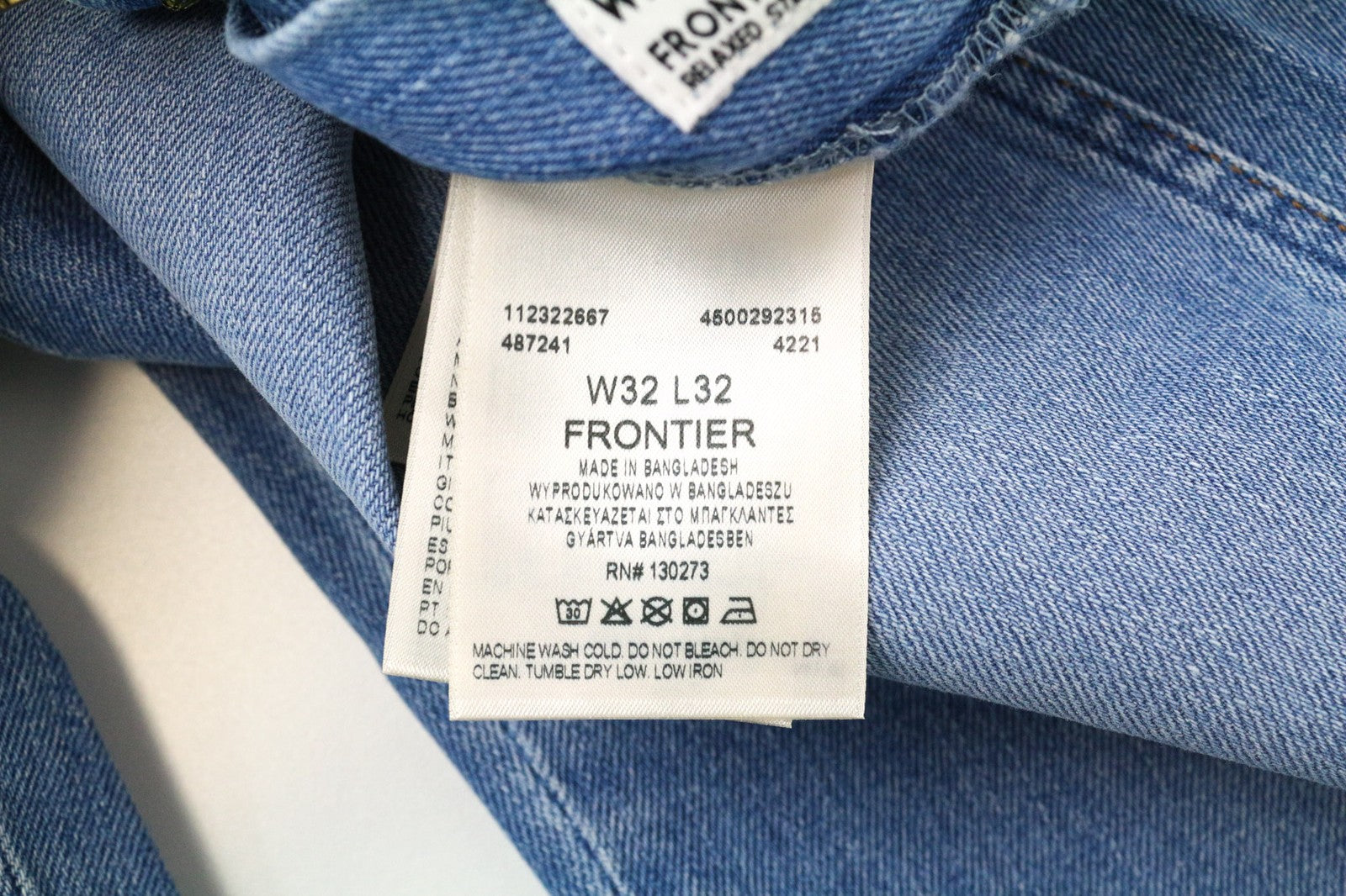 WRANGLER Frontier vyriški džinsai W32/L32 Relax Straight skalbtos mėlynos tamprios džinsinės kelnės 