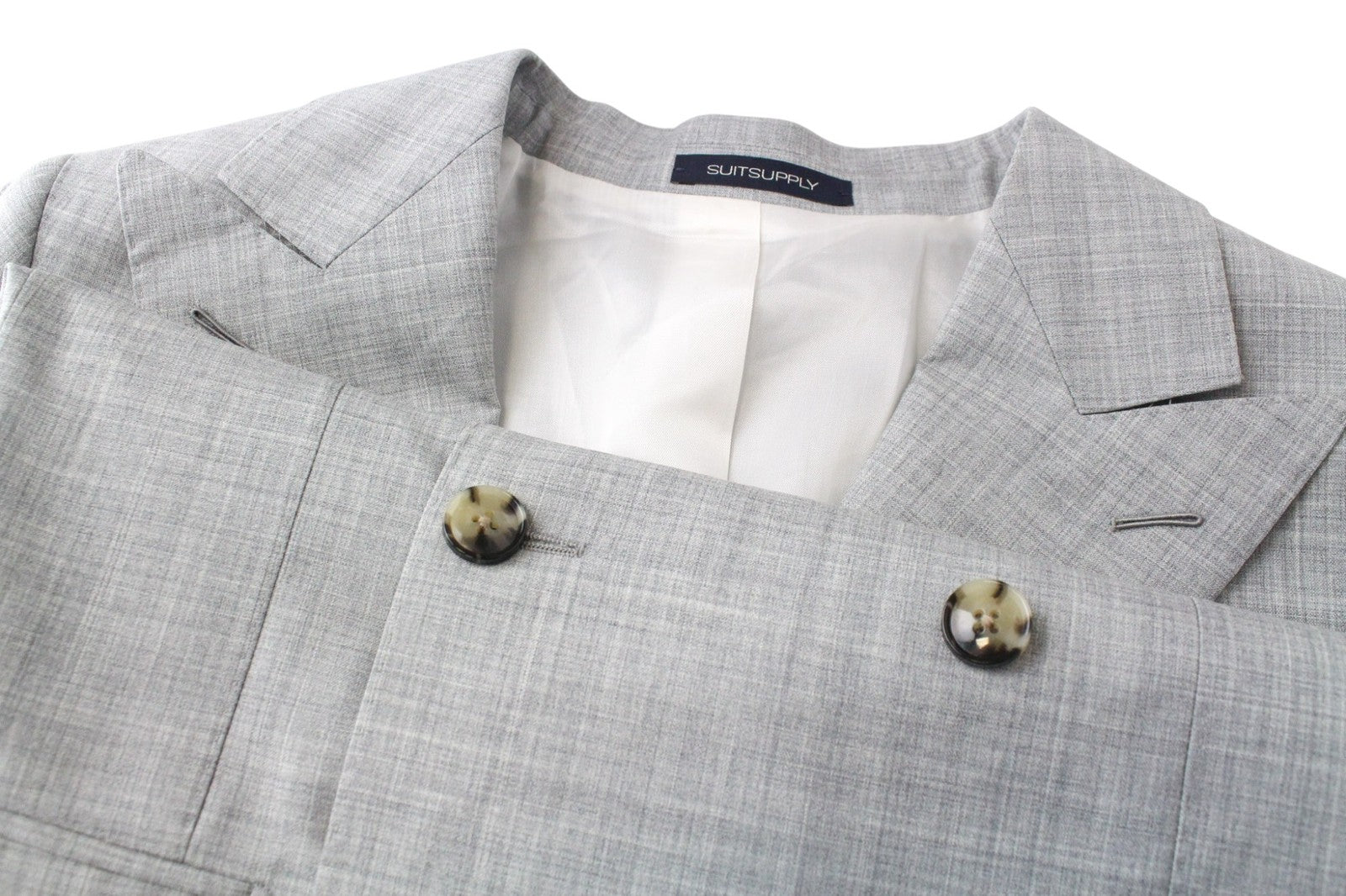 SUITSUPPLY La Spalla Soho Turn Up Men Suit UK34R W30 Grey Melange Wool 2 Piece