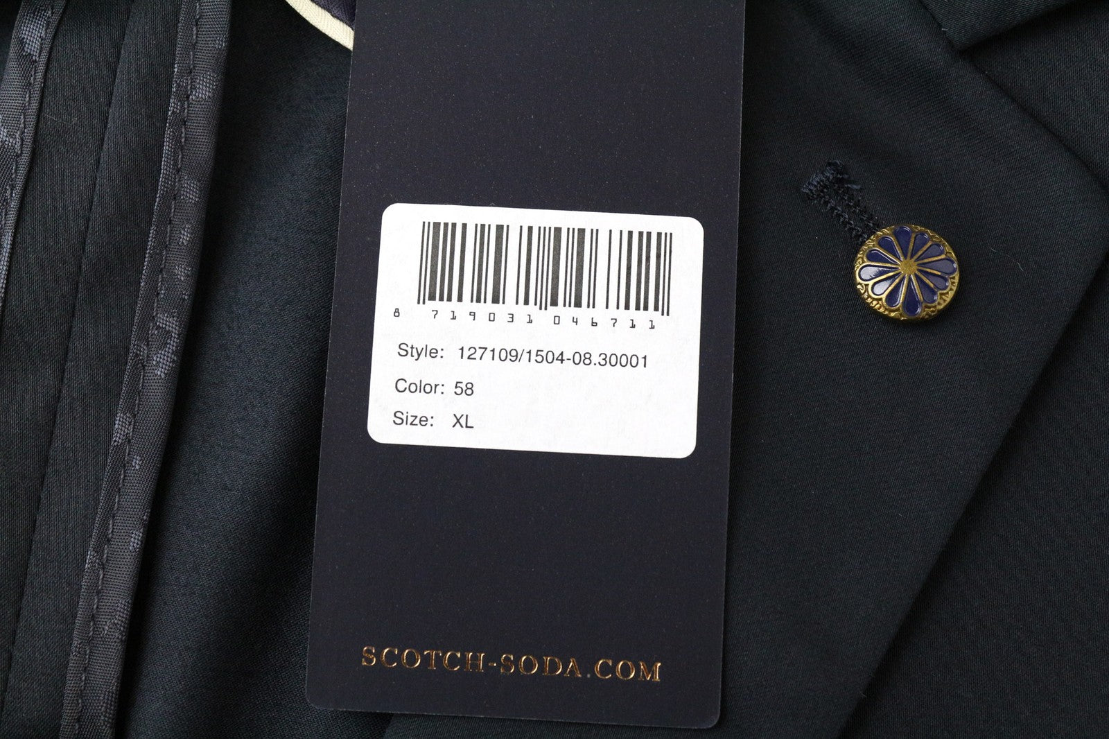 „SCOTCH &amp; SODA Ams Couture“ vyriškas švarkas, XL dydžio, tamsiai mėlynas, tamprus, vieneilis 