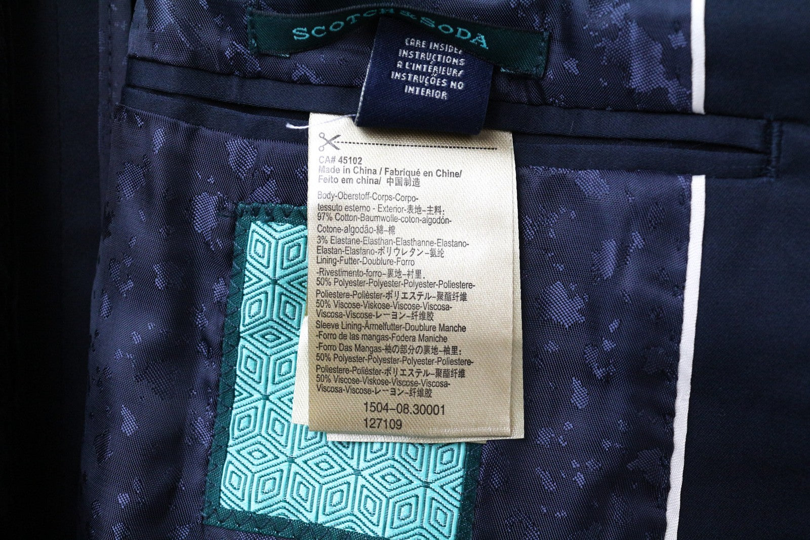 „SCOTCH &amp; SODA Ams Couture“ vyriškas švarkas, XL dydžio, tamsiai mėlynas, tamprus, vieneilis 