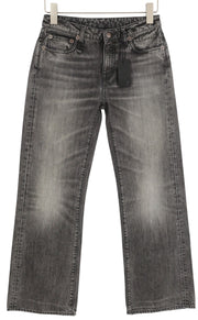 R13 Effie moteriški džinsai 25 Polaris juodi išblukinti skalbti tiesaus kirpimo su užtrauktuku 