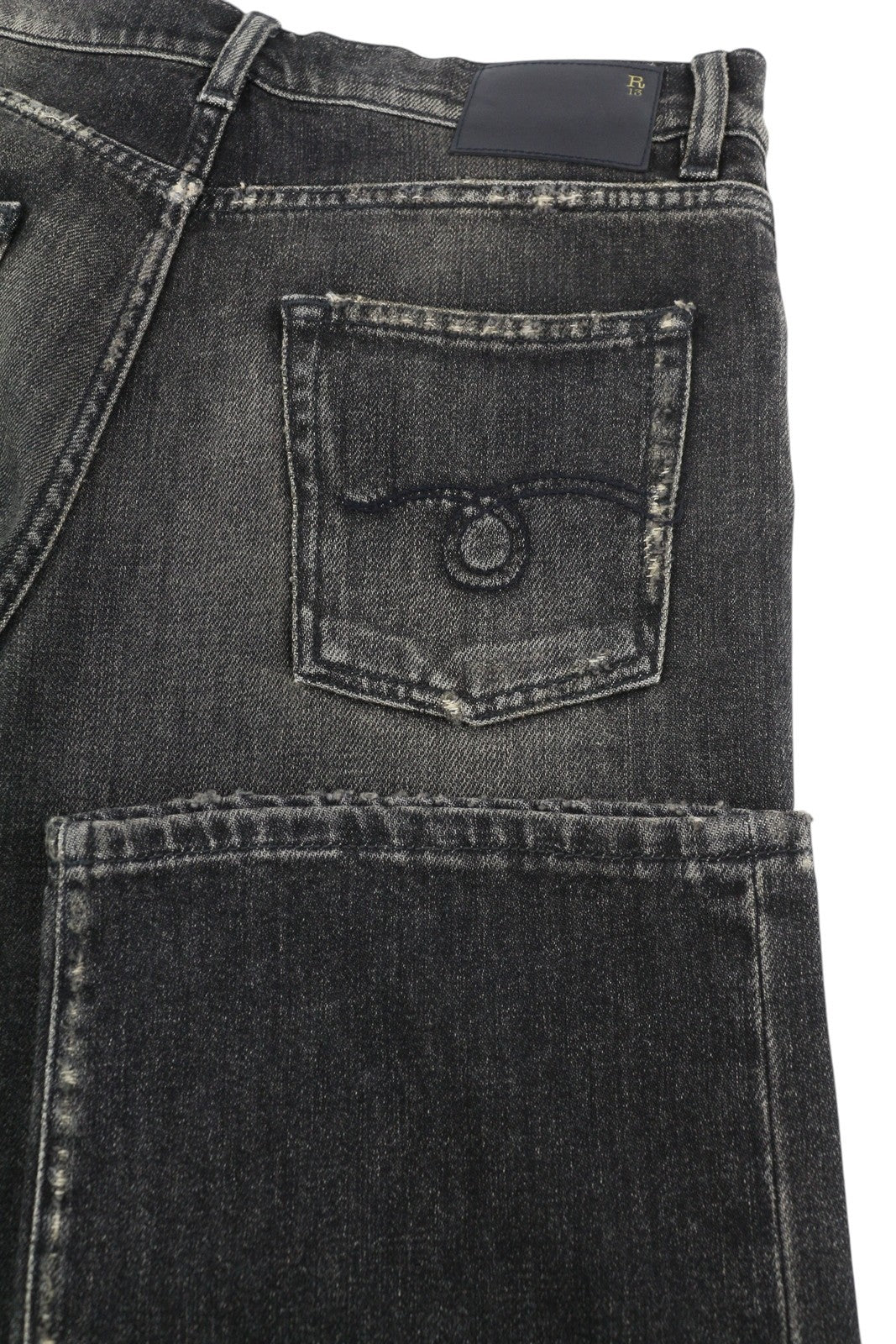 R13 Alice Straight Leg Women Jeans 27 Abbey Black Faded Washed Denim RRP€799