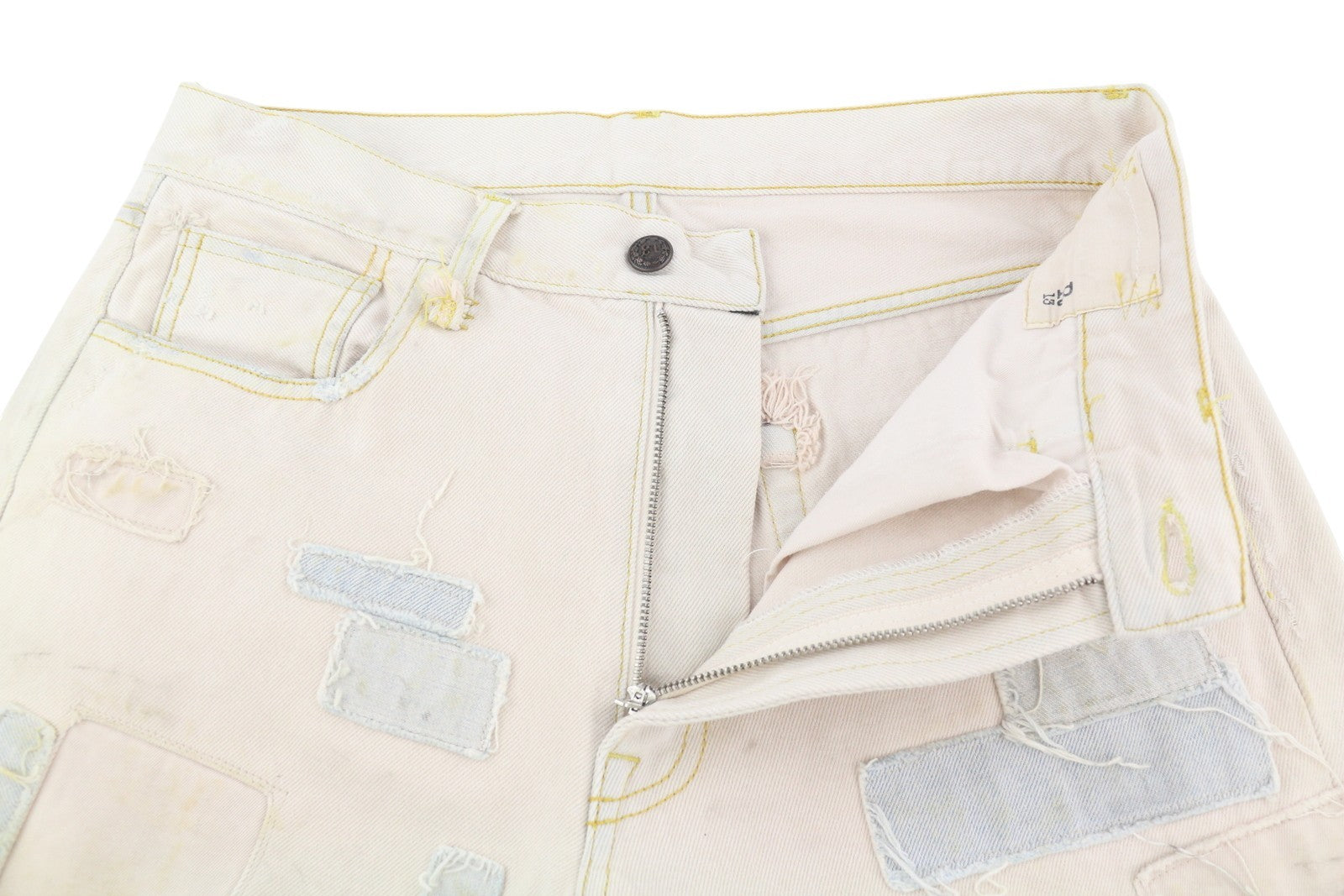 R13 Boyfriend moteriški džinsai, 27 dydis, šviesiai rožinės spalvos, su įplyšusiais lopais, su nešvariu įvaizdžiu ant kulkšnies. 