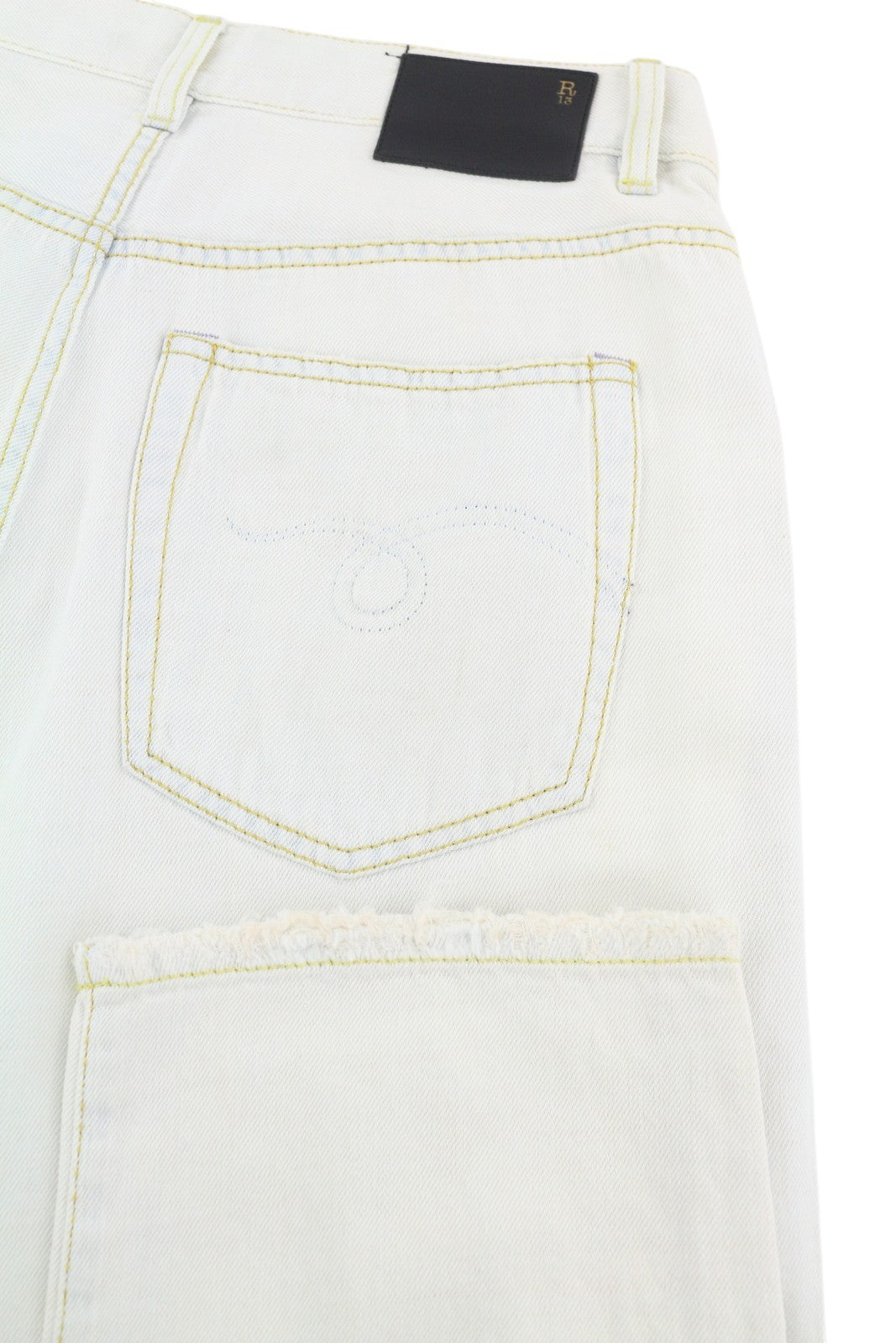 R13 Tailored Drop Women Jeans 27 Kinney Linen Indigo Relaxed Cropped RRP€599