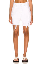 R13 Marky Drop moteriški šortai 27 Nico balti, plėšyti sagomis, šviesiai džinsiniai 