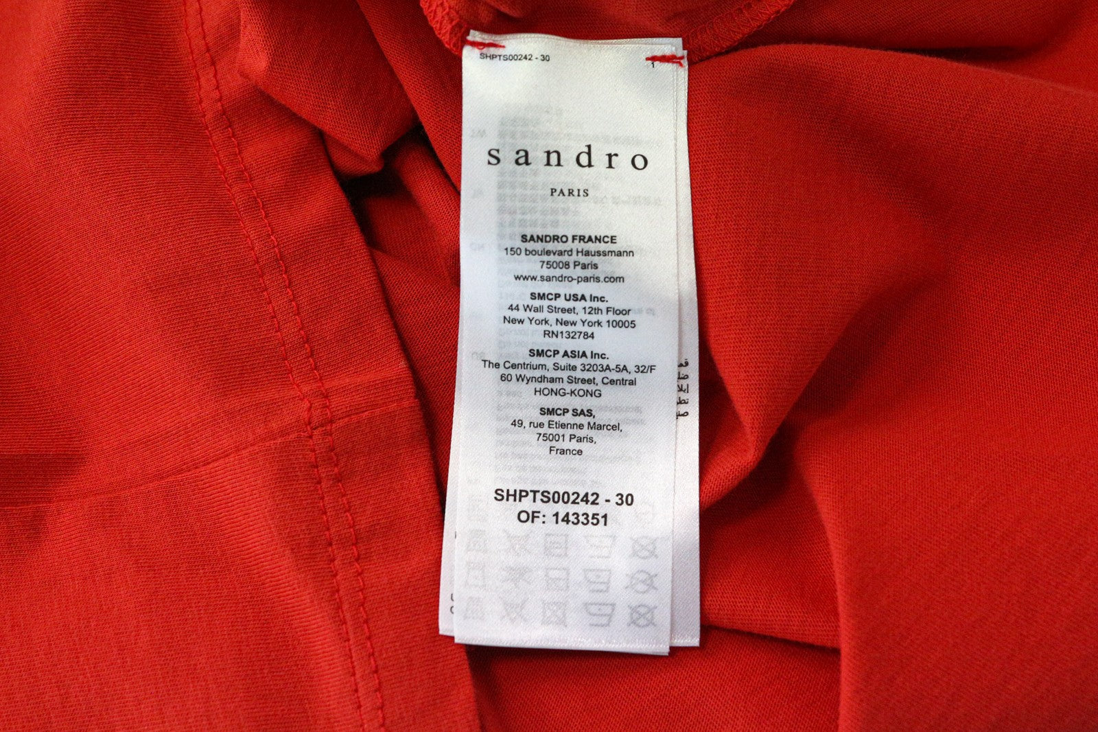 SANDRO vyriški marškinėliai M raudoni medvilniniai logotipo spaudiniai trumpomis rankovėmis megztinis laisvalaikio marškinėliai 