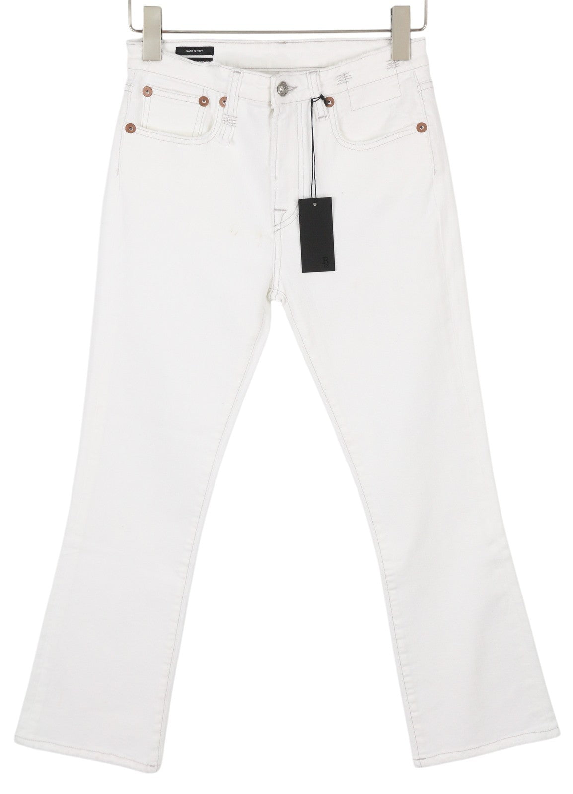 R13 Kick Fit Women Jeans 27 Bale White Flared Cropped Ankle Length Light RRP€499