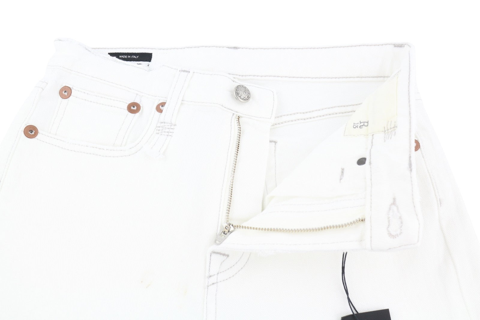 R13 Kick Fit Women Jeans 27 Bale White Flared Cropped Ankle Length Light RRP€499