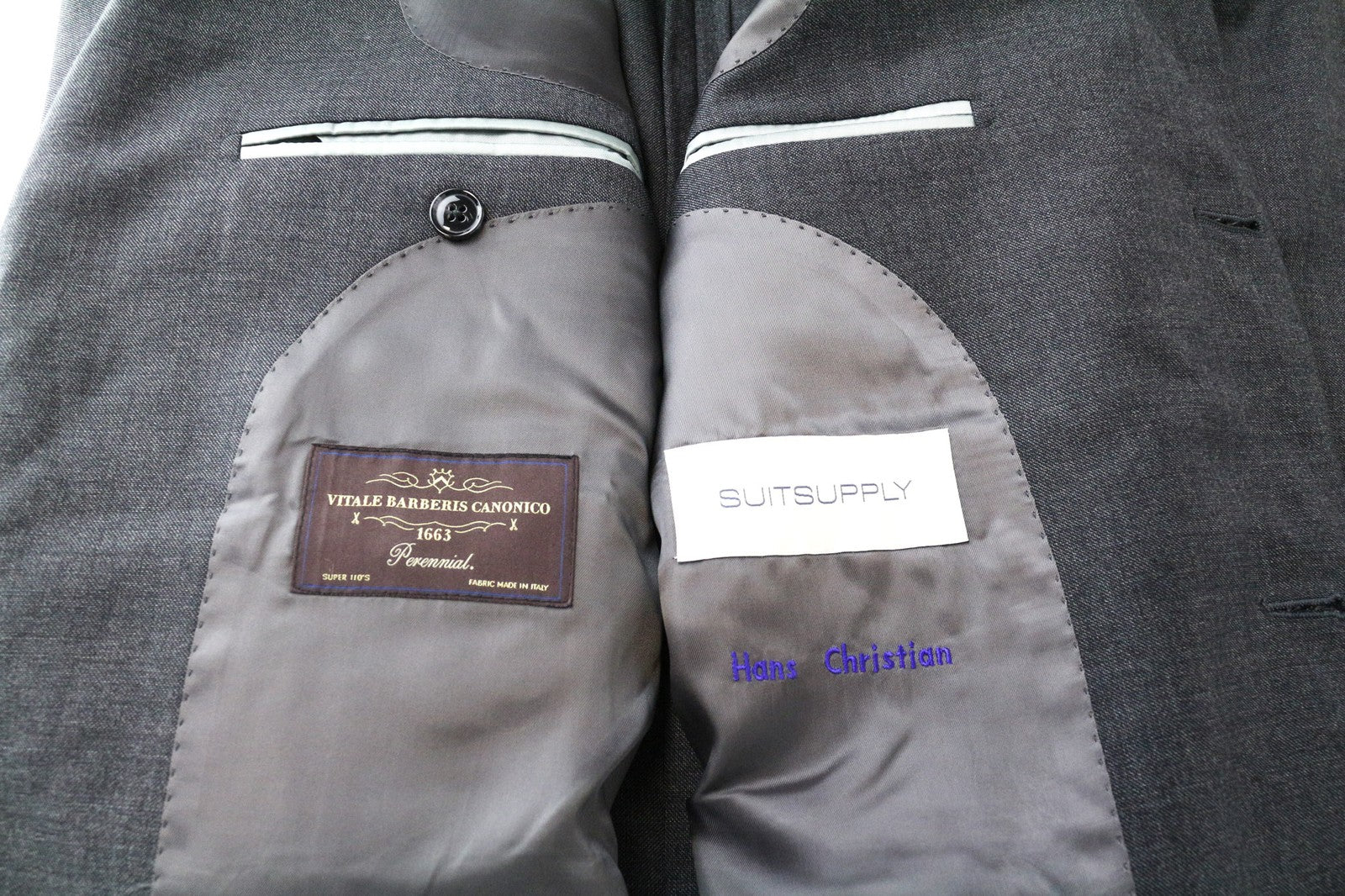 SUITSUPPLY La Spalla Men's Blazer UK44L Grey Pure Wool Single-Breast Classic