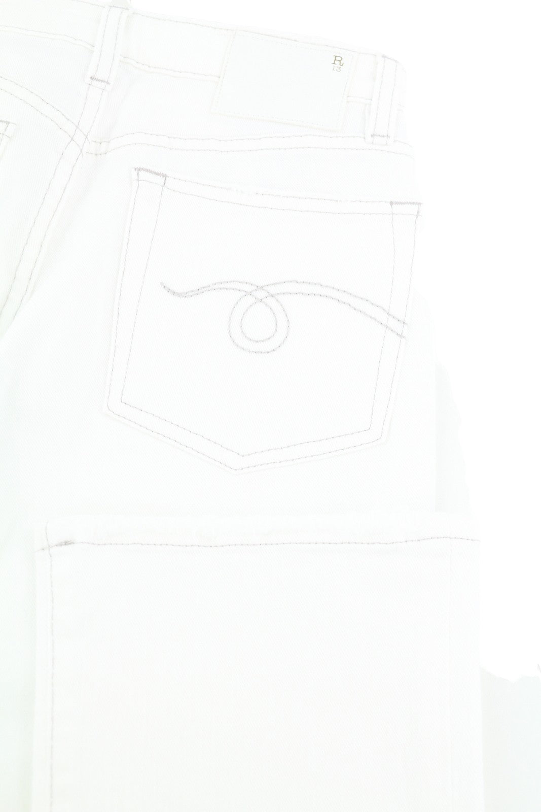 R13 Kick Fit Women Jeans 26 Bale White Flared Cropped Ankle Length Denim RRP€499