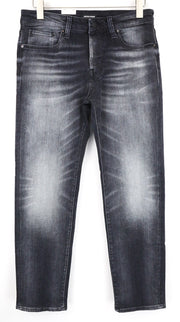JACK & JONES Tim Men's Jeans W31/L30 Black Washed Slim Fit Cotton Stretch Denim