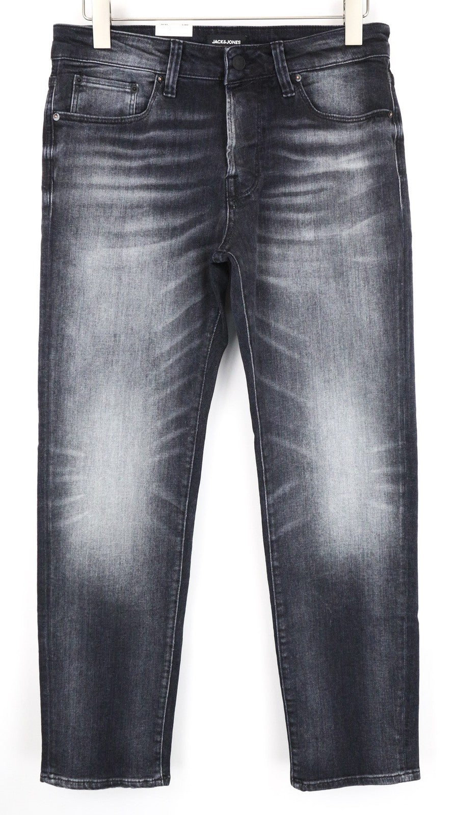 JACK & JONES Tim Men's Jeans W31/L30 Black Washed Slim Fit Cotton Stretch Denim