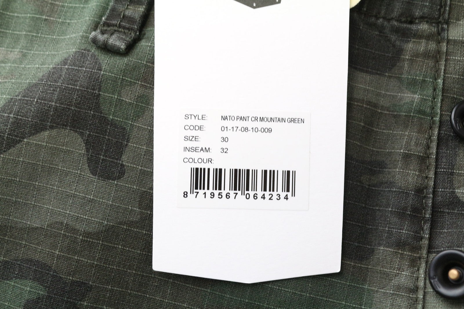 DENHAM Nato vyriškos krovininės kelnės W30/L32 žalios, kamufliažinės, grynos medvilnės, raštuotos 