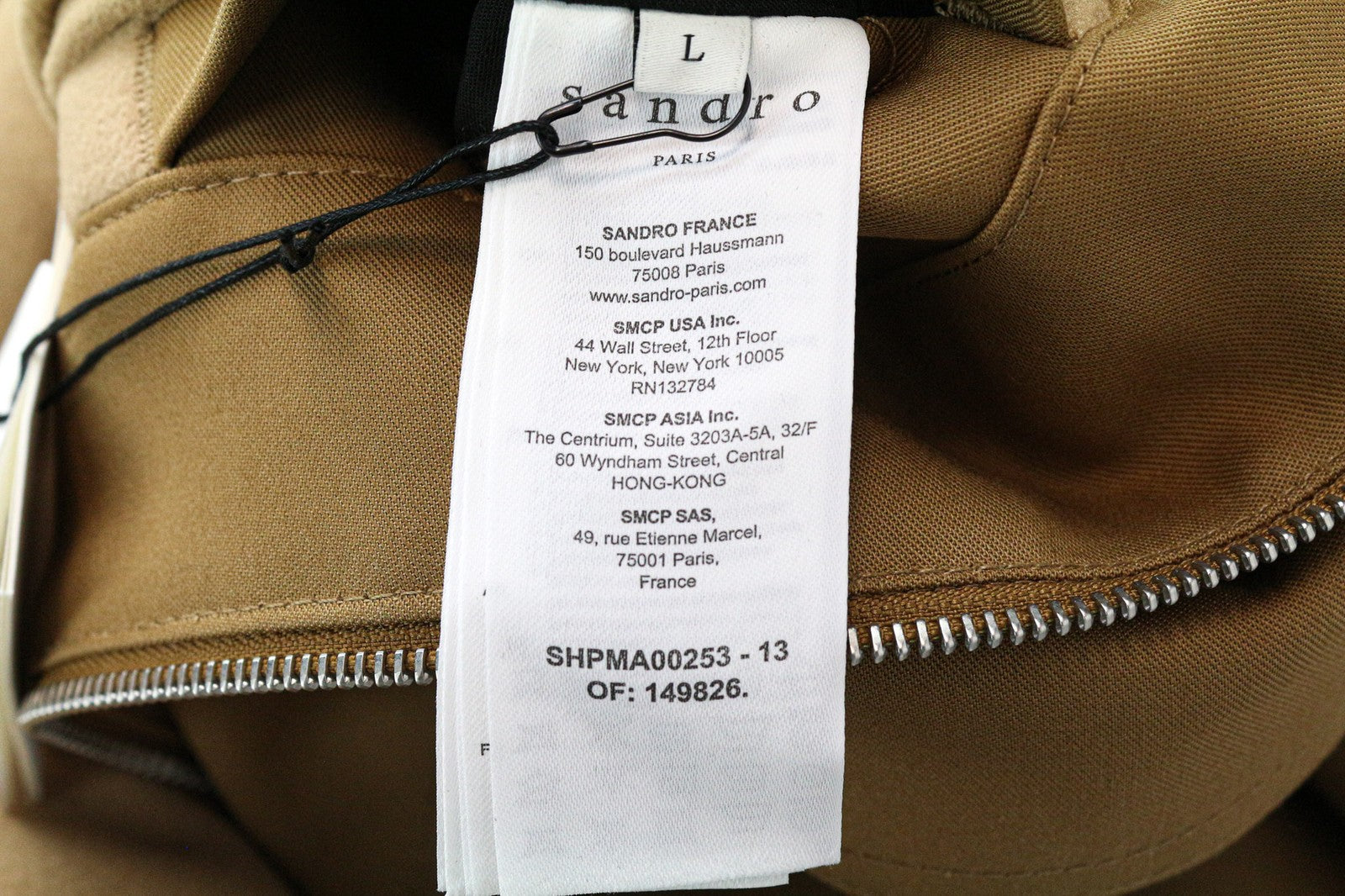 SANDRO vyriška tamsiai ruda medvilninė laisvalaikio striukė su gobtuvu, L, vienaeilis stilius 