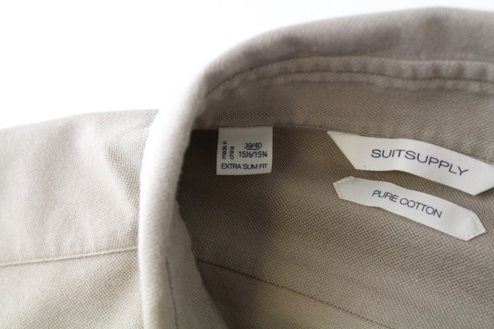 SUITSUPPLY vyriški smėlio spalvos polo marškinėliai 39/15 1/2/40/15 3/4 medvilnė, ypač ploni, pritaikyti 