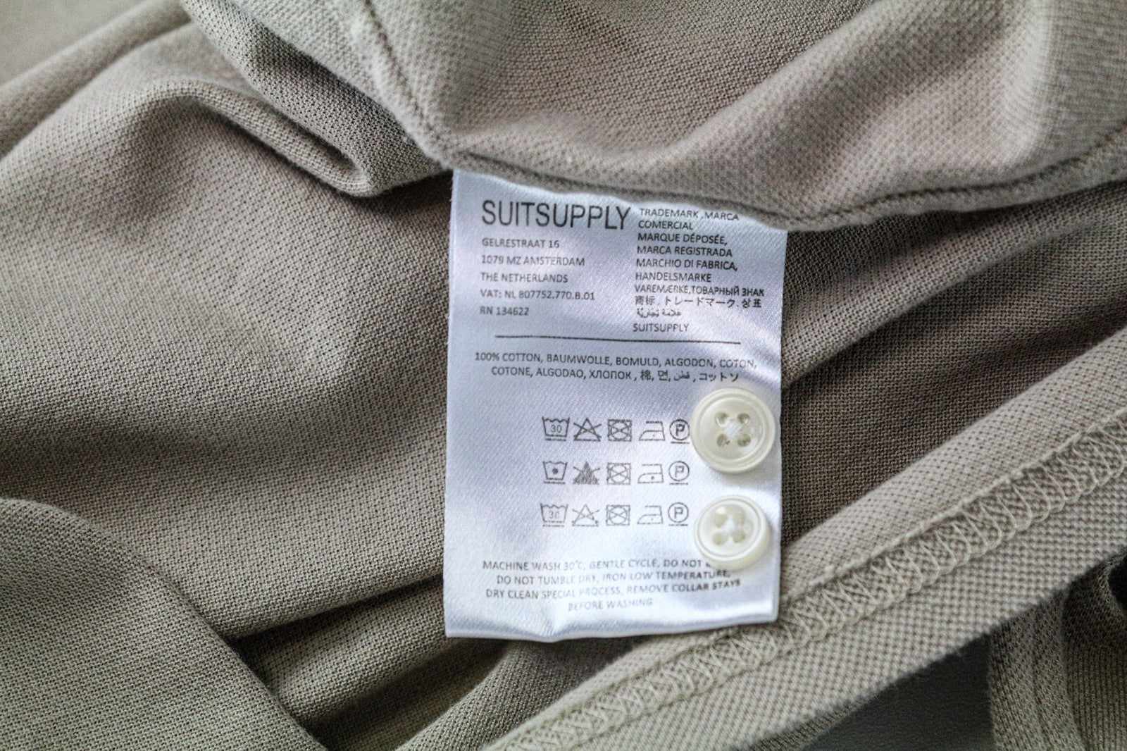 SUITSUPPLY vyriški smėlio spalvos polo marškinėliai 39/15 1/2/40/15 3/4 medvilnė, ypač ploni, pritaikyti 