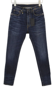 R13 High Rise Skinny Women Jeans 27 Howell Indigo Faded Whiskers Distress Denim