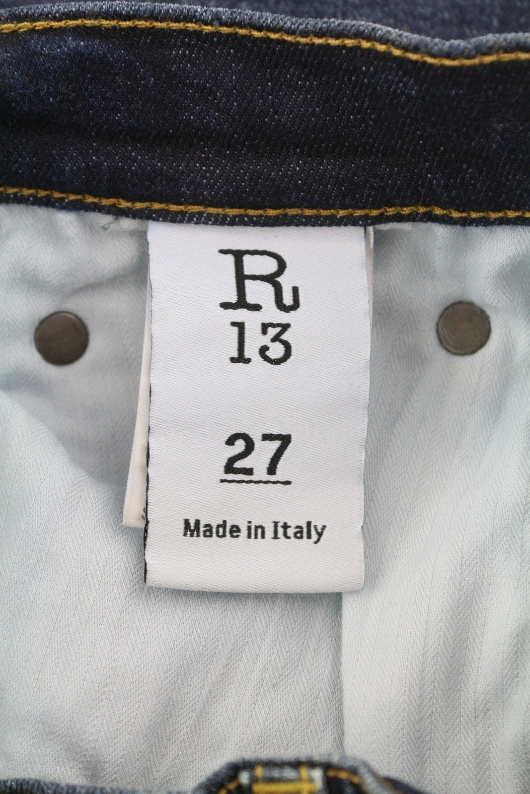 R13 High Rise Skinny Women Jeans 27 Howell Indigo Faded Whiskers Distress Denim