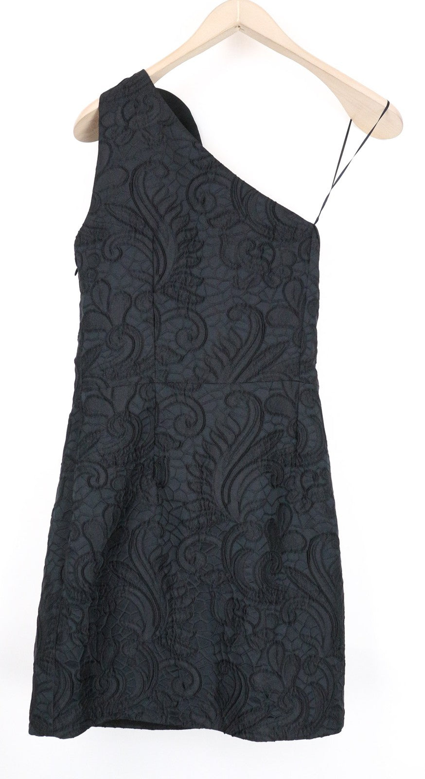 CHRISTIAN PELIZZARI moteriška juoda siuvinėta IT46 suknelė su atvirais pečiais ir raukiniais 