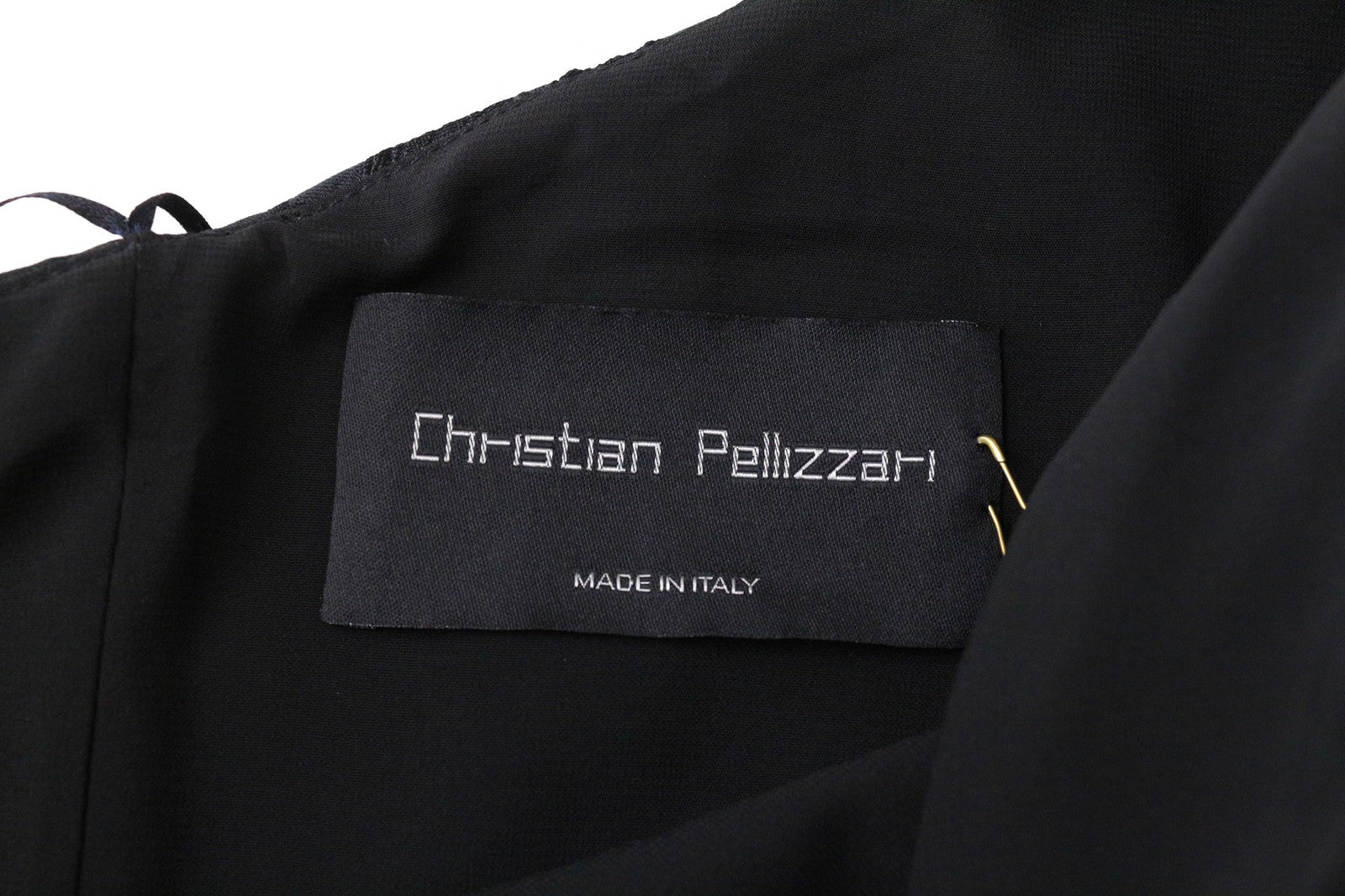 CHRISTIAN PELIZZARI moteriška juoda siuvinėta IT46 suknelė su atvirais pečiais ir raukiniais 