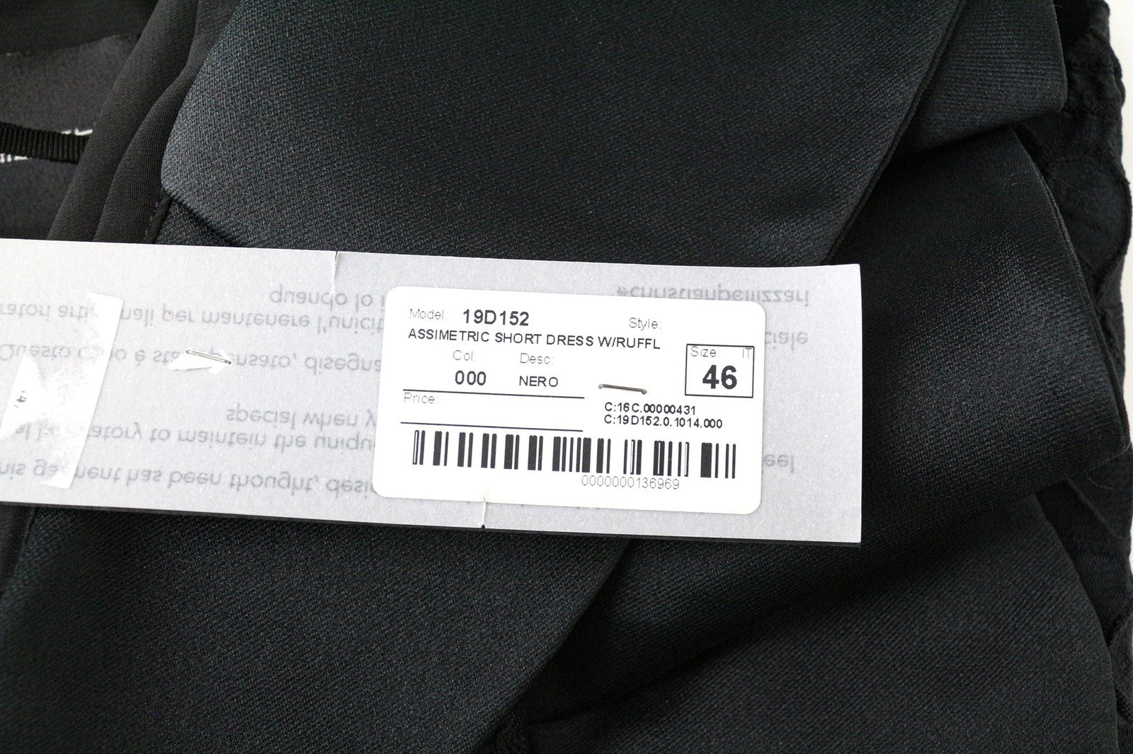 CHRISTIAN PELIZZARI moteriška juoda siuvinėta IT46 suknelė su atvirais pečiais ir raukiniais 