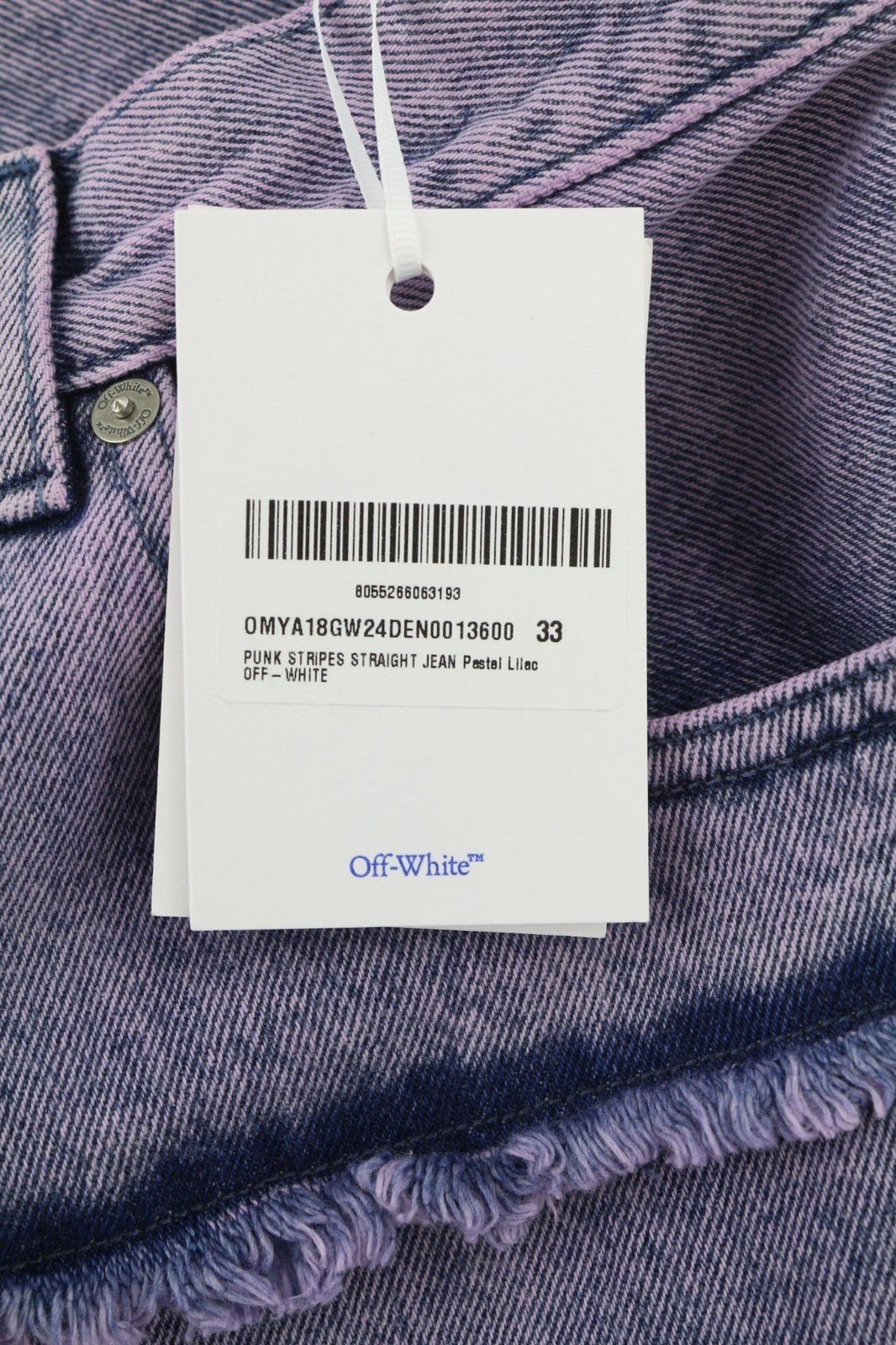 BALTOS VIRGIL ABLOH firmos dryžuoti tiesūs vyriški džinsai su iškirpte, W33, rekomenduojama kaina – 999 € 