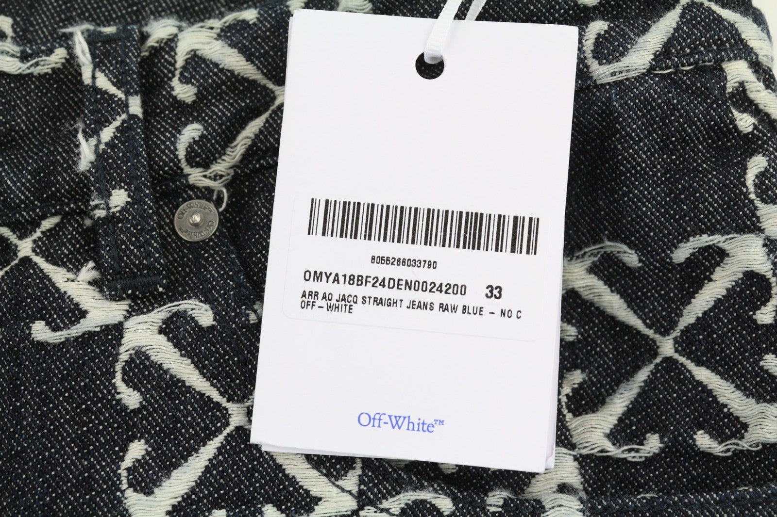 OFF-WHITE c/o VIRGIL ABLOH Men Jeans W33 Arrow Jacquard Straight Blue RRP£1090