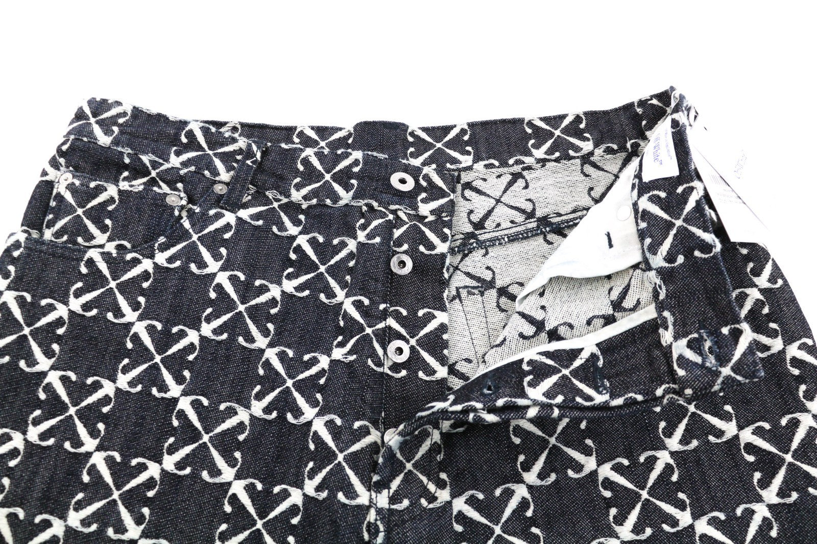 OFF-WHITE c/o VIRGIL ABLOH Men Jeans W33 Arrow Jacquard Straight Blue RRP£1090