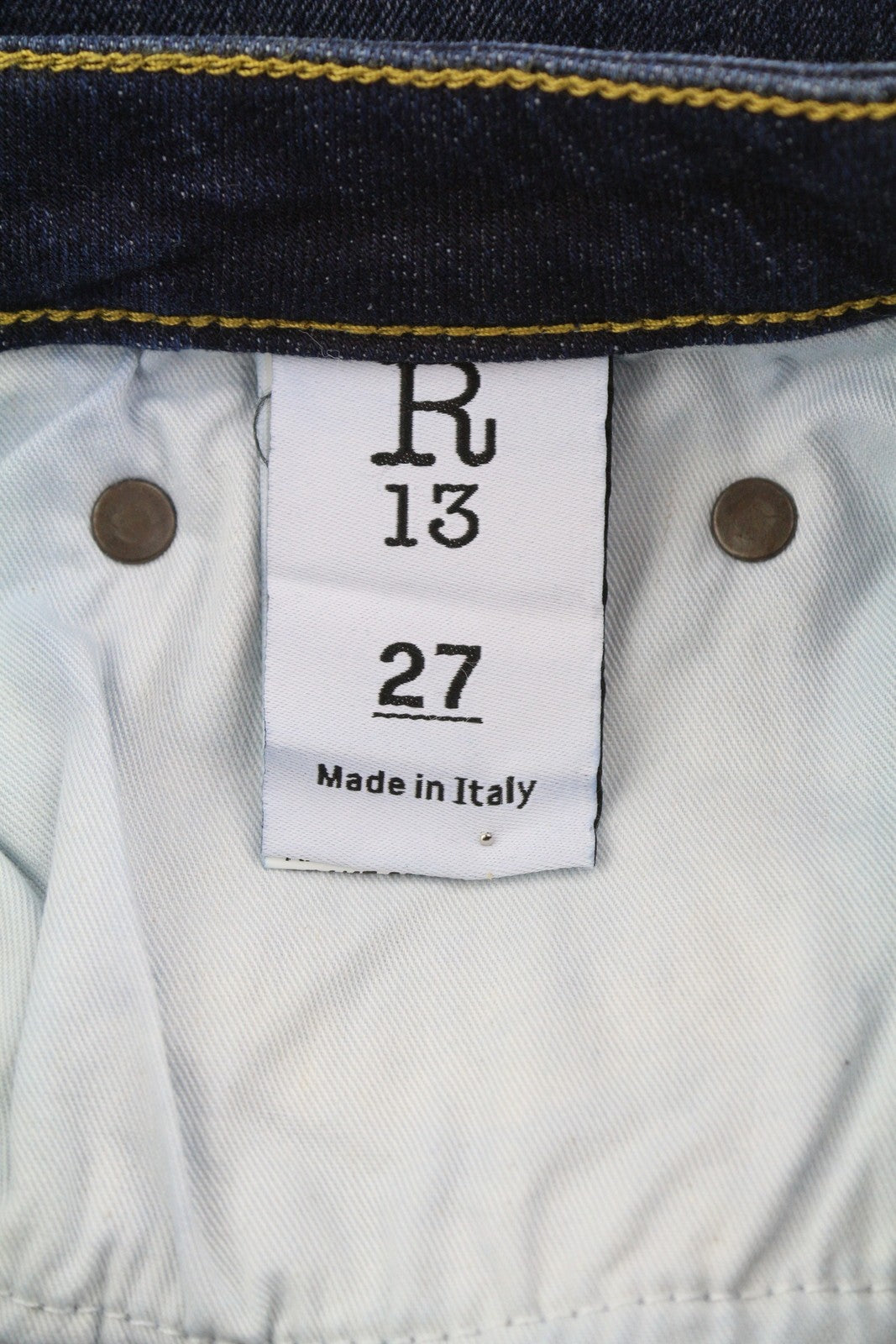 R13 Alison Skinny Women Jeans 27 Howell Indigo W Cut Out Black Hem Faded Denim