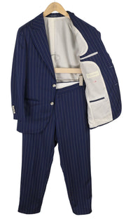 SUITSUPPLY La Spalla Brescia Men Suit UK34R UK36L Blue Wool Pinstriped 2 Piece