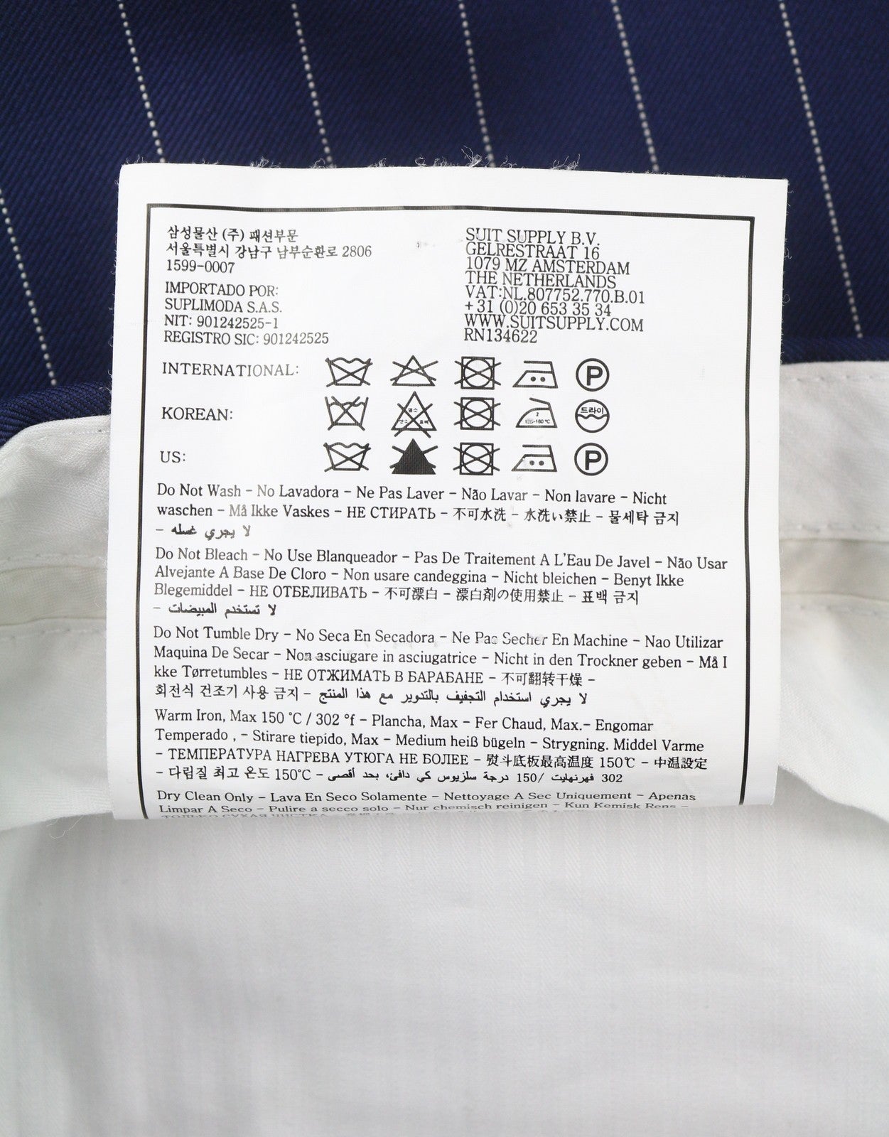 SUITSUPPLY La Spalla Brescia Men Suit UK34R UK36L Blue Wool Pinstriped 2 Piece