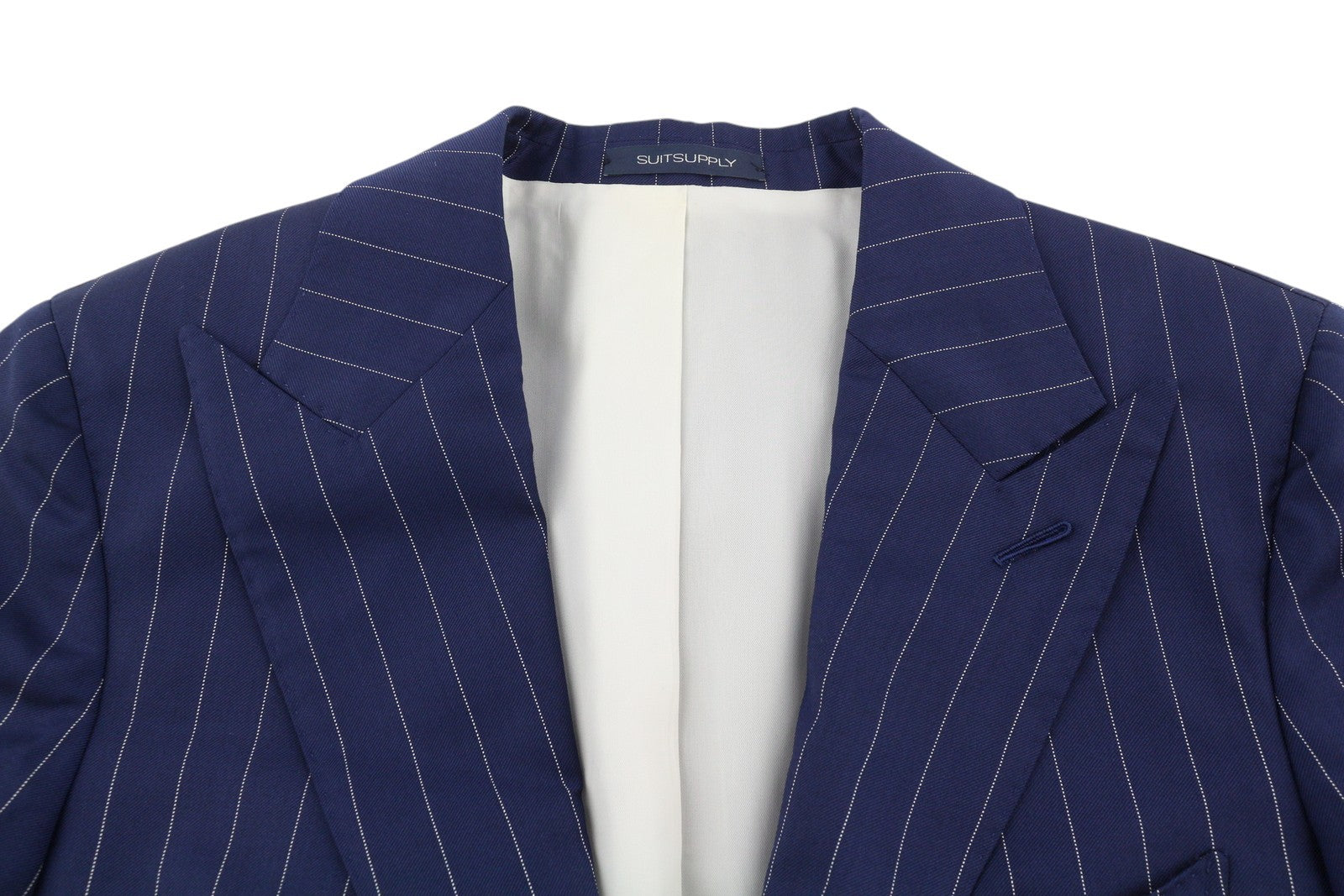 SUITSUPPLY La Spalla Brescia Men Suit UK34R UK36L Blue Wool Pinstriped 2 Piece