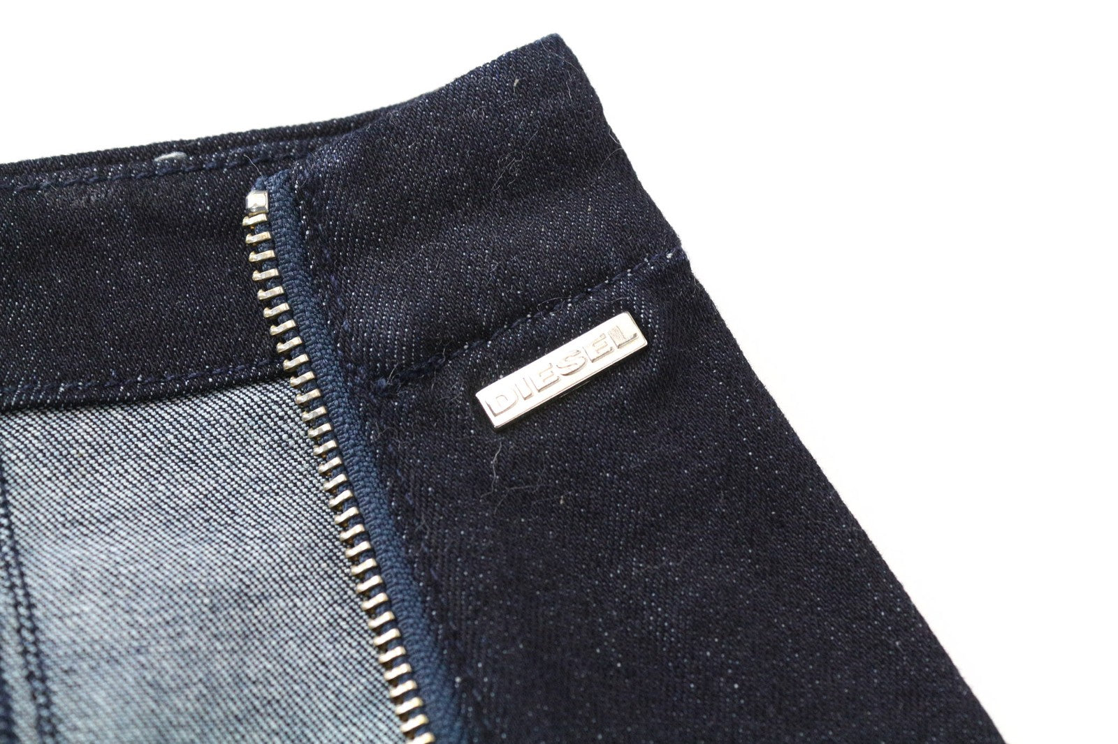 DIESEL DE-TRAX GONNA 0EALB moteriškas W23 mėlynas džinso stiliaus pieštuko formos sijonas su užtrauktuku 