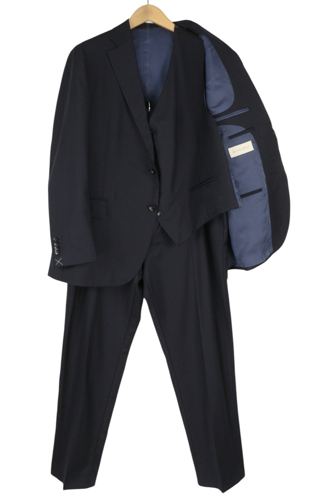 SUITSUPPLY La Spalla Single Breasted Ferrara Men Suit UK50S Blue Wool 3 Piece