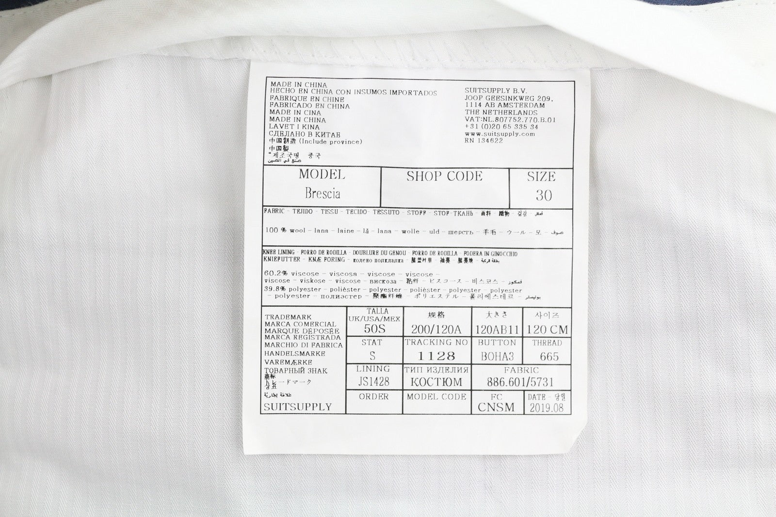 SUITSUPPLY La Spalla Single Breasted Ferrara Men Suit UK50S Blue Wool 3 Piece