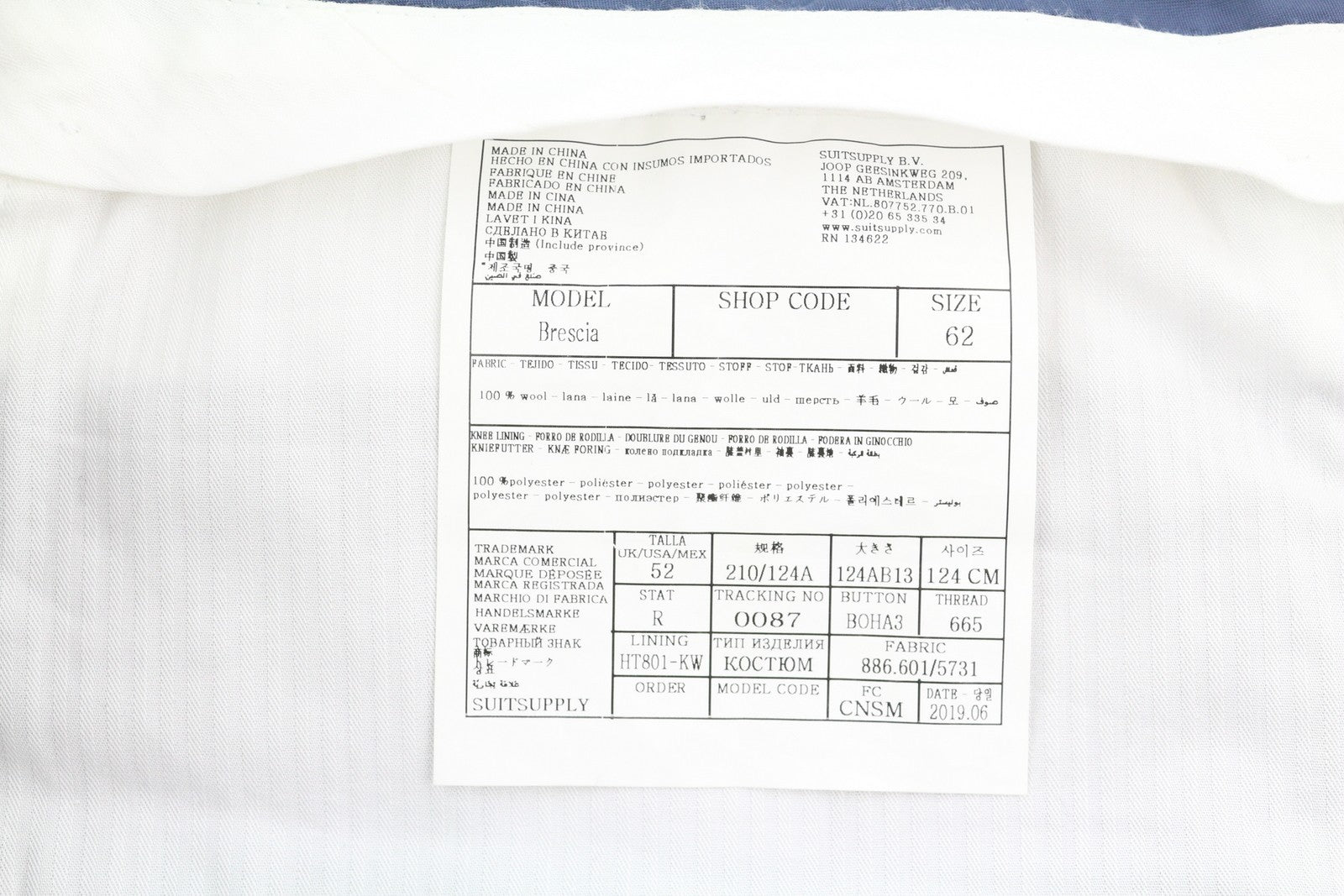 SUITSUPPLY La Spalla Single Breasted Ferrara Men Suit UK52R Blue Wool 3 Piece