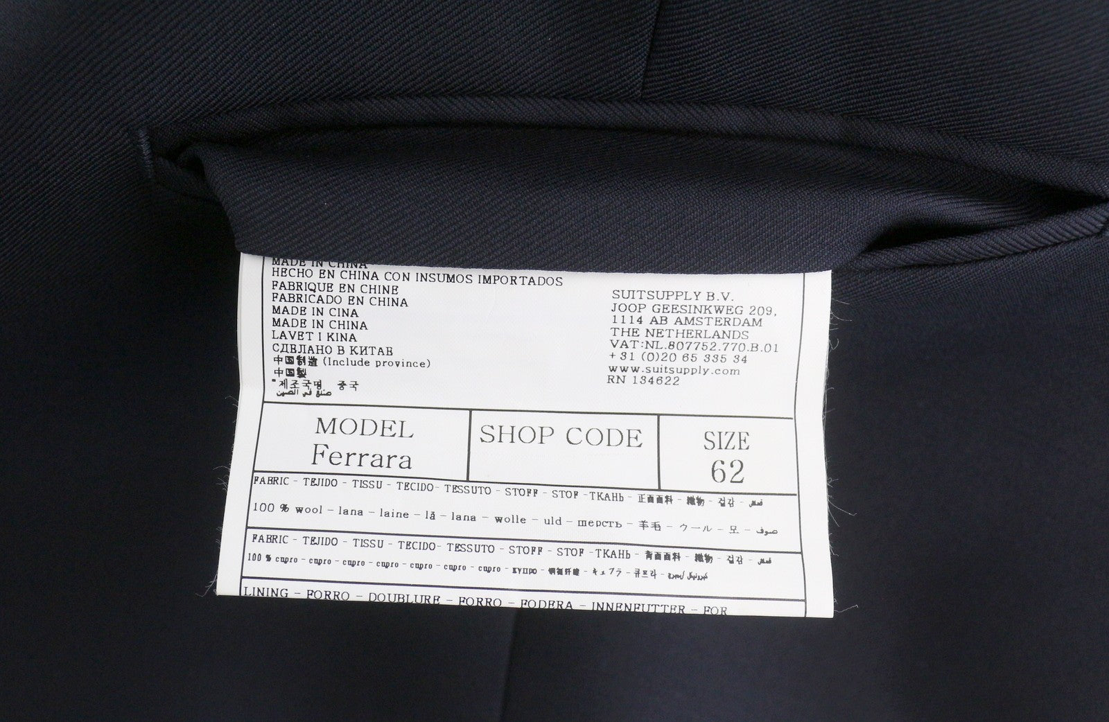 SUITSUPPLY La Spalla Single Breasted Ferrara Men Suit UK52R Blue Wool 3 Piece