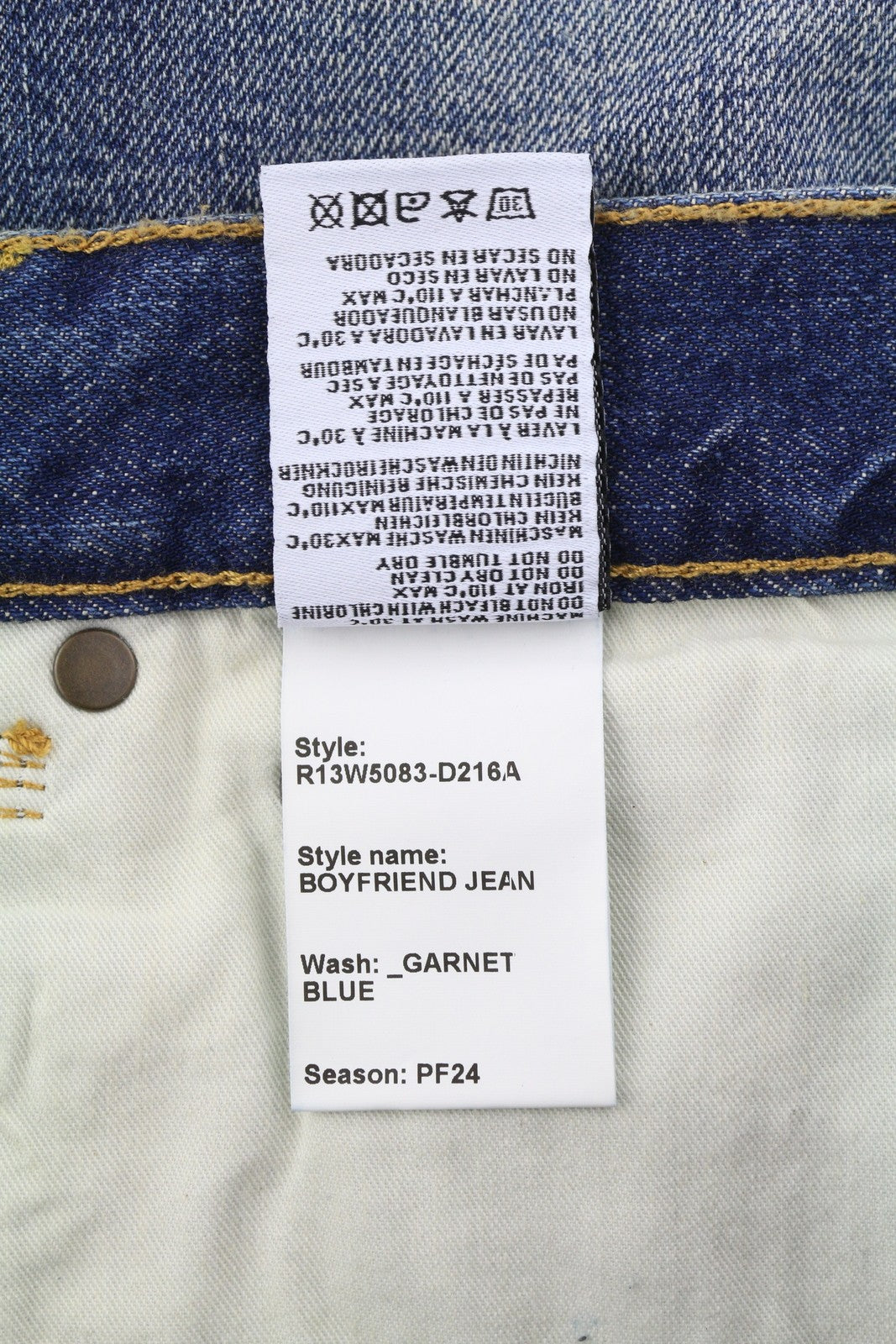 R13 Boyfriend moteriški džinsai, 28 dydžio, granato mėlynumo, trumpi, iki kulkšnių, su užtrauktuku. 