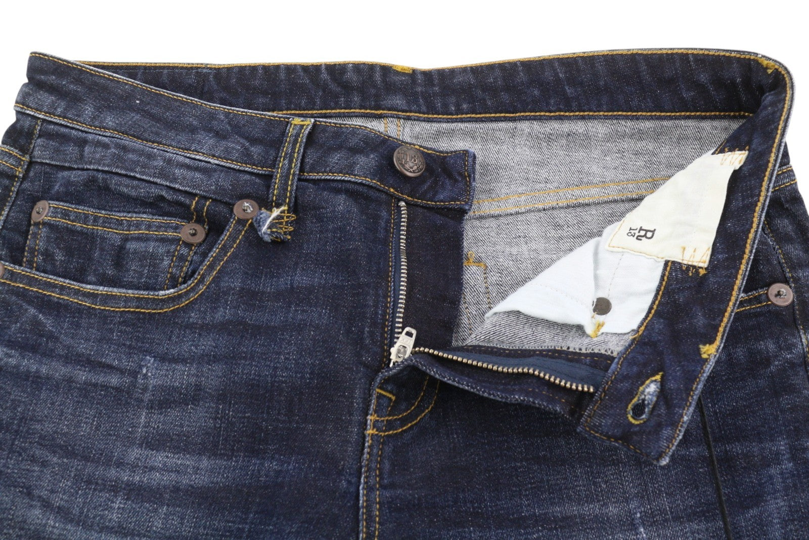 R13 berniukiški tiesūs moteriški džinsai 27 mėlyni išblukę ūsai su dilimu iki kulkšnies trumpinti džinsai 