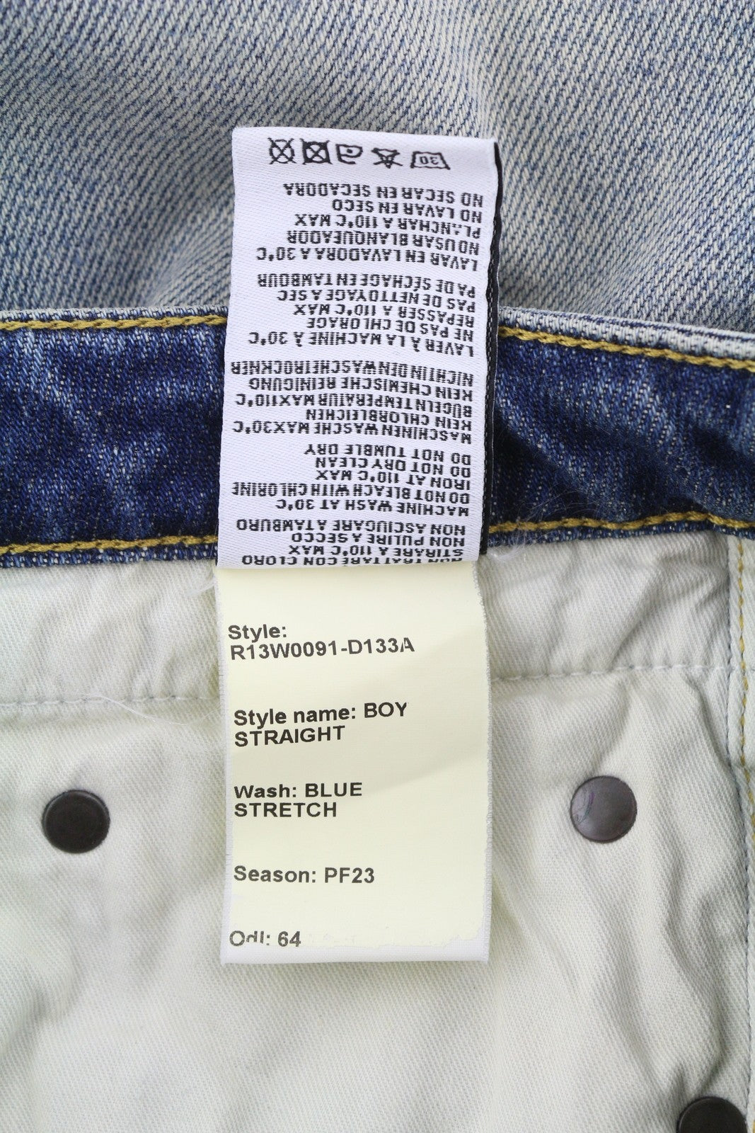 R13 berniukiški tiesūs moteriški džinsai 27 mėlyni, tamprūs, išblukę, trumpinti džinsai iki kulkšnių. 