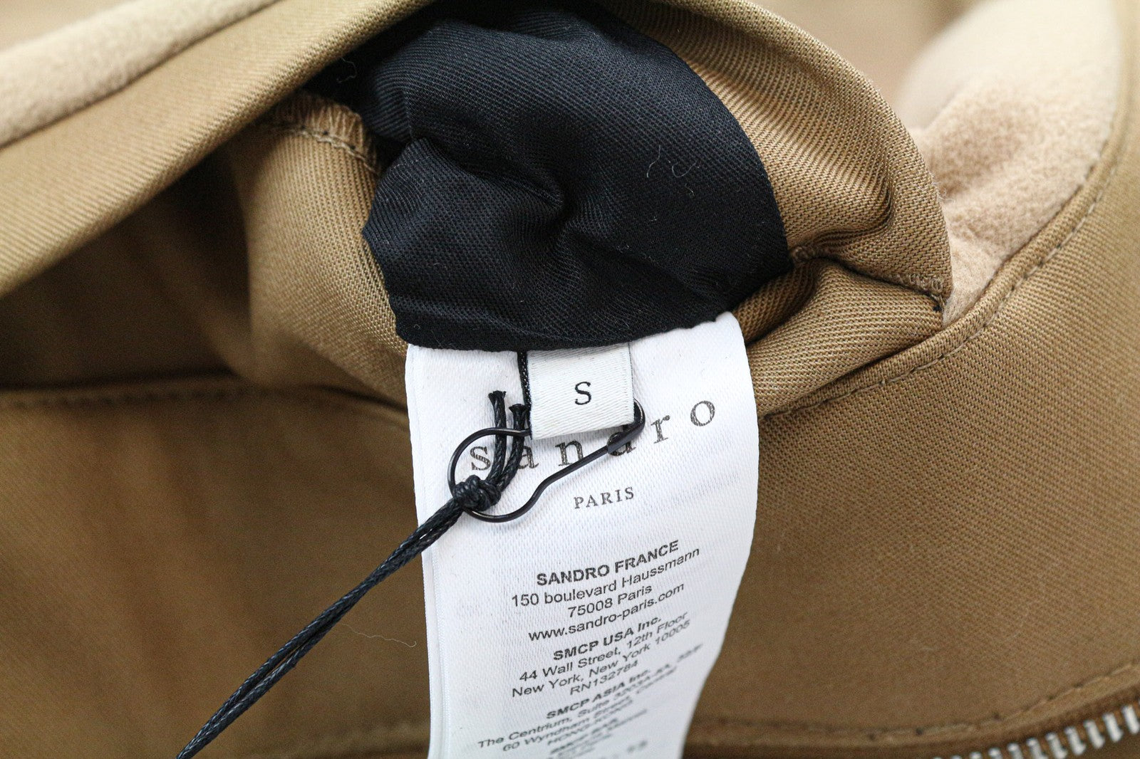 SANDRO vyriška striukė S dydžio, tamsiai ruda, su gobtuvu ir medvilniniu pamušalu, laisvalaikio viršutiniai drabužiai 