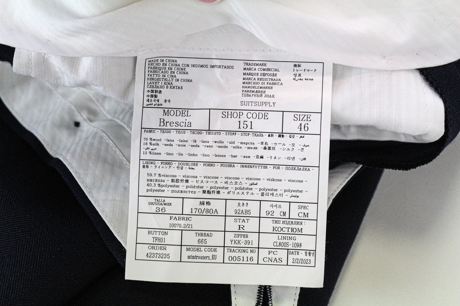 SUITSUPPLY La Spalla Men's Suit UK32R Blue 2-Piece Double Row Wool Silk Linen